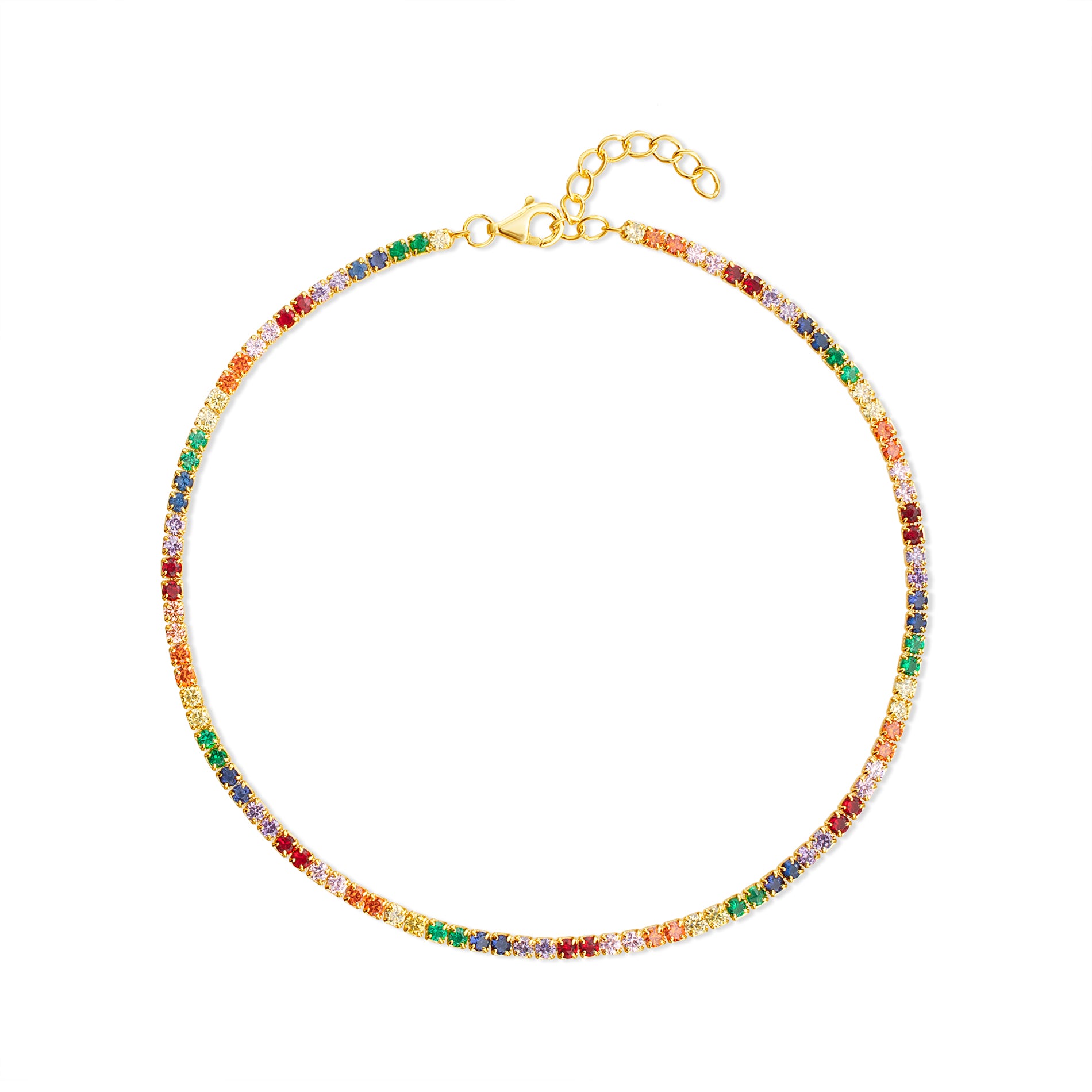 Gold-Plated CZ Multi Tennis Anklet