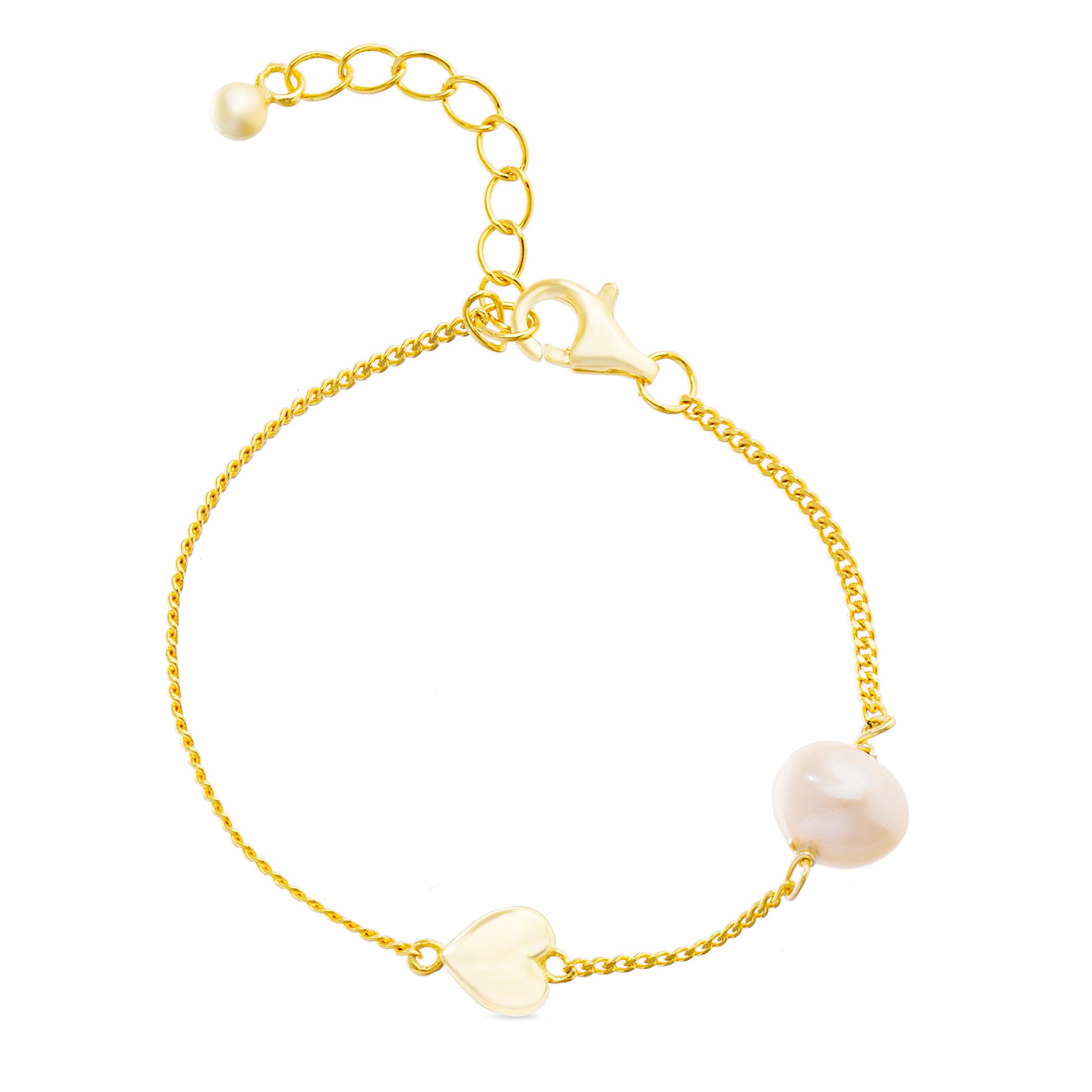 Gold Pearl with Heart Bracelet