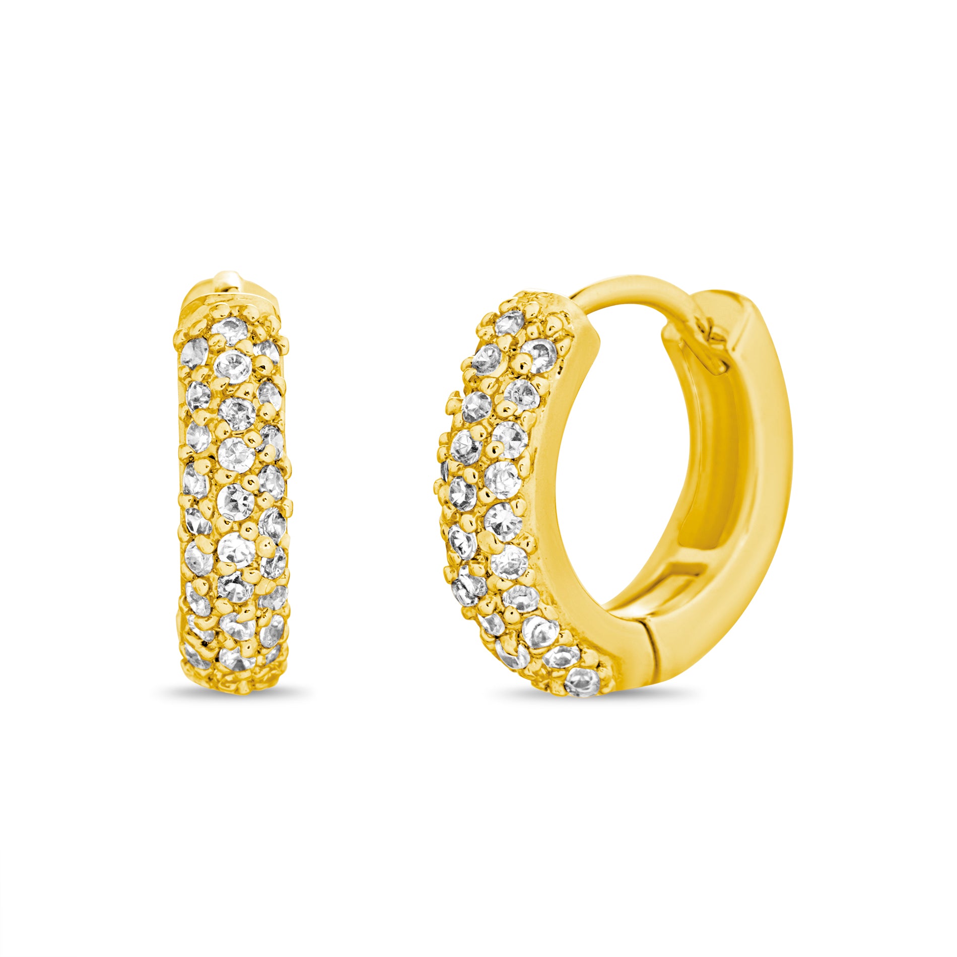 Brass Gold Clear Huggie Earring