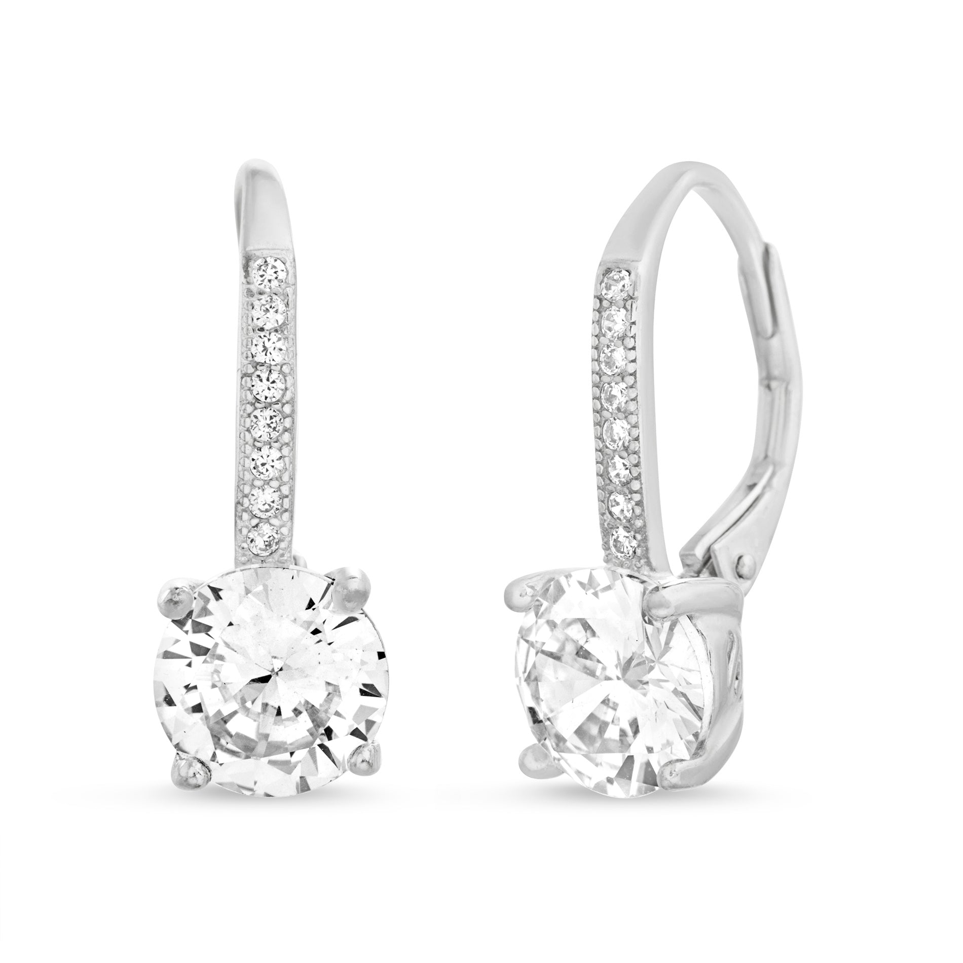 Round CZ Leverbacks