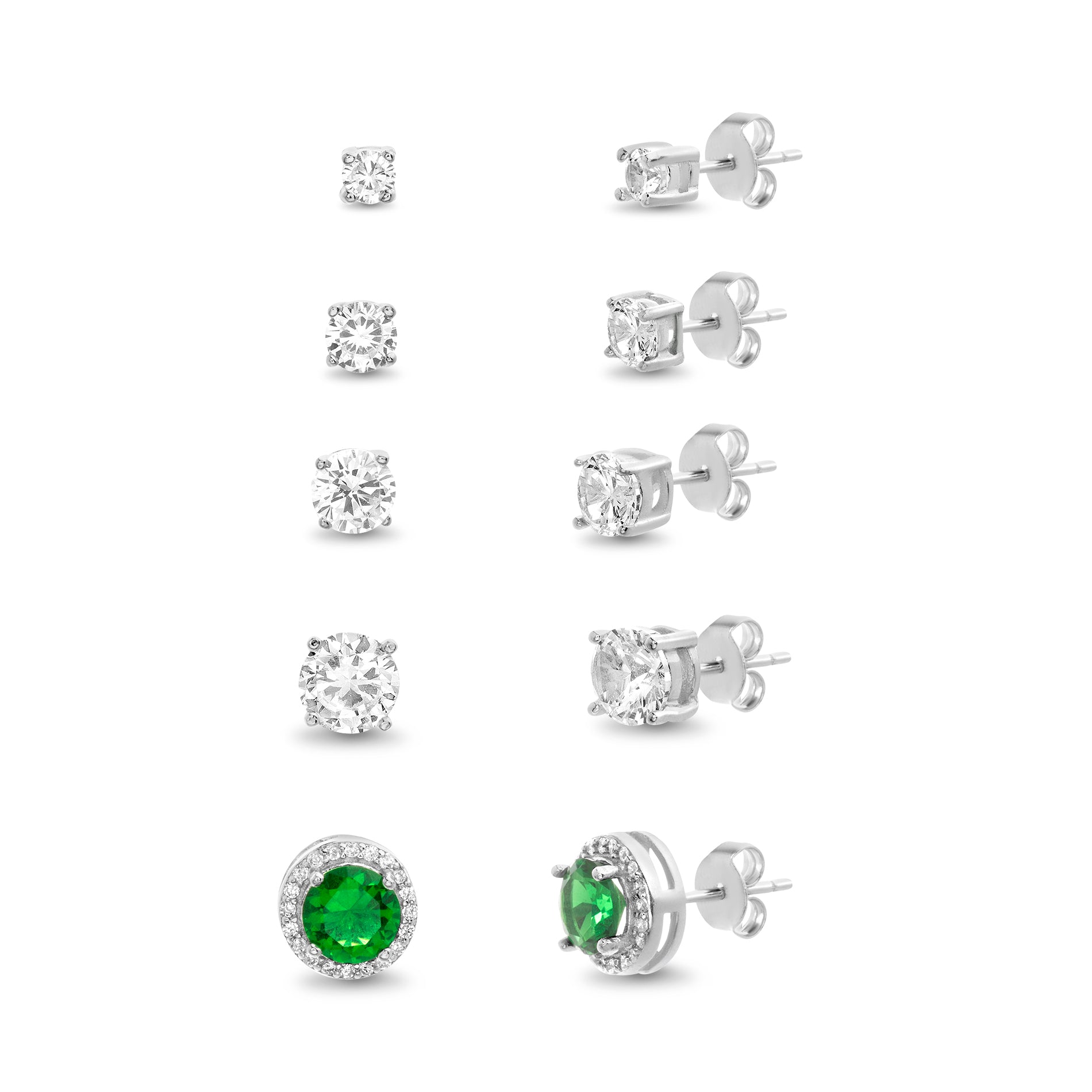 Elegant CZ Round Earring Set