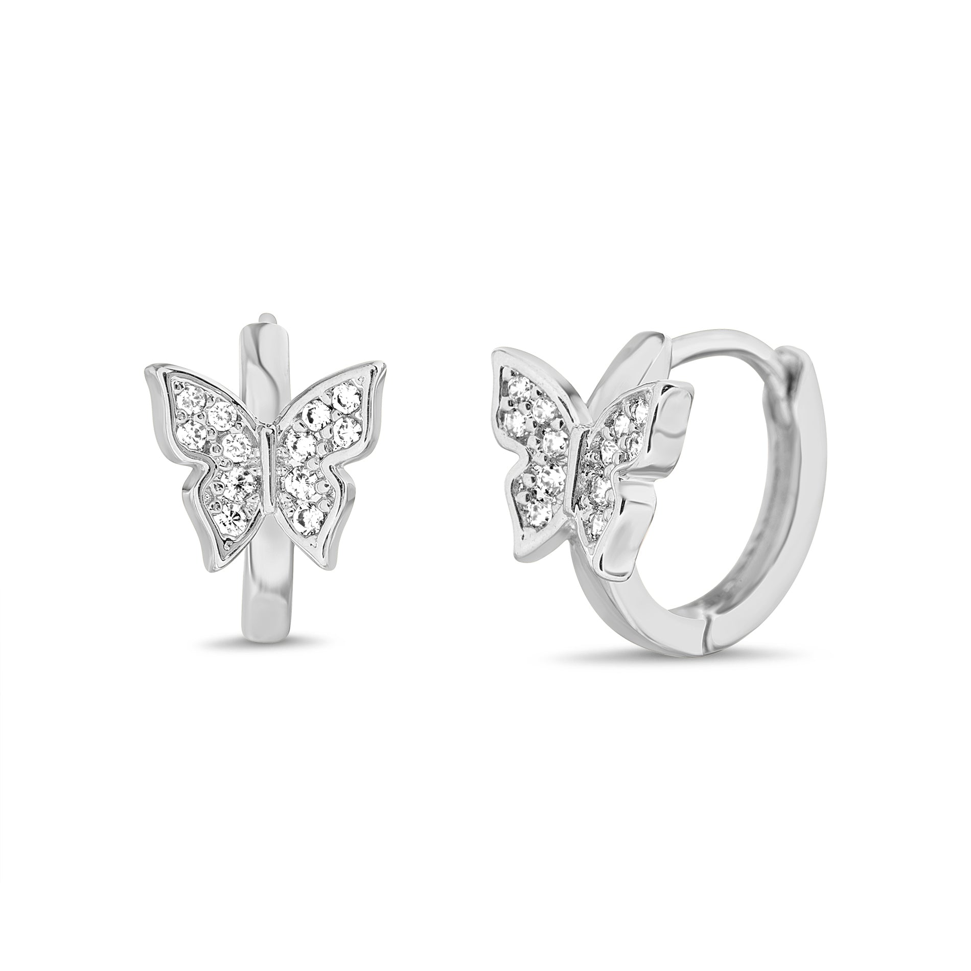 Silver CZ Butterfly Huggies