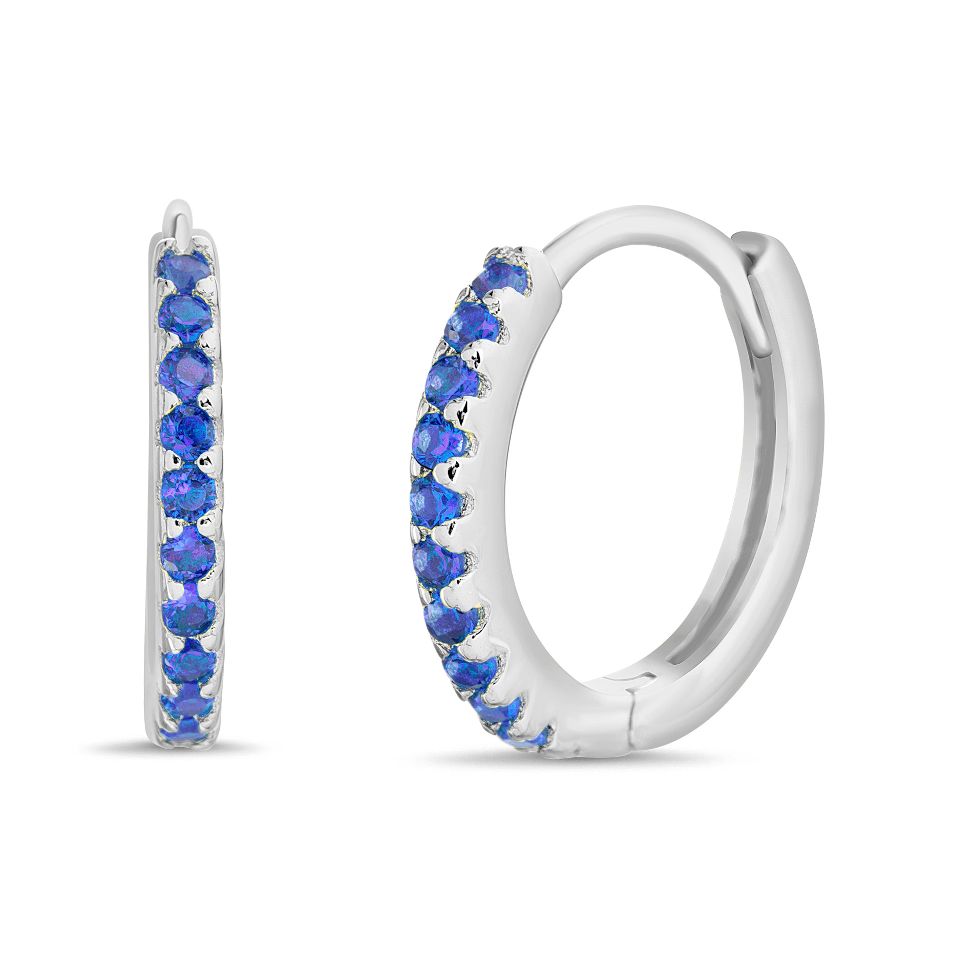 Blue CZ Huggie Earrings