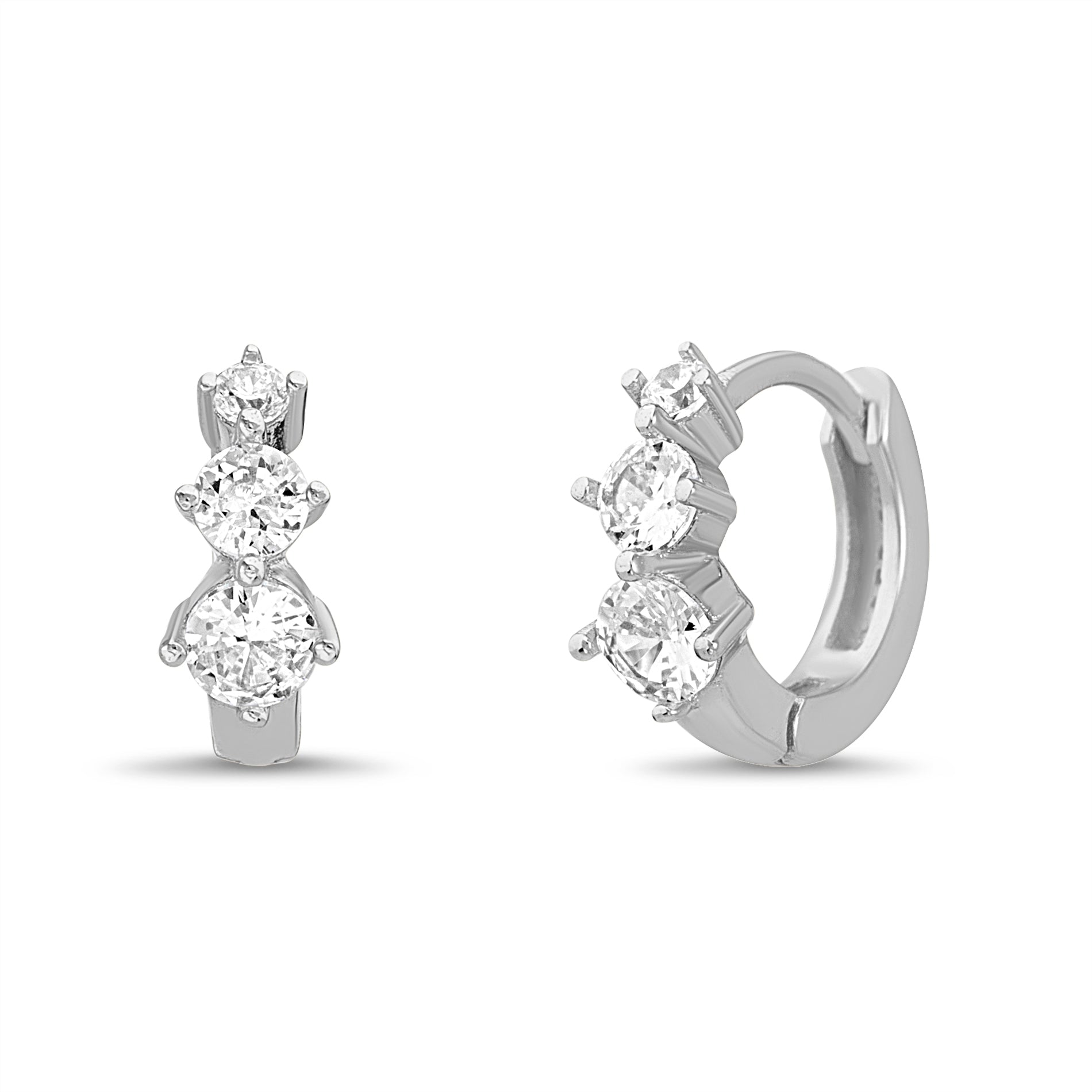 Sterling Silver Rhodium Clear CZ Earring