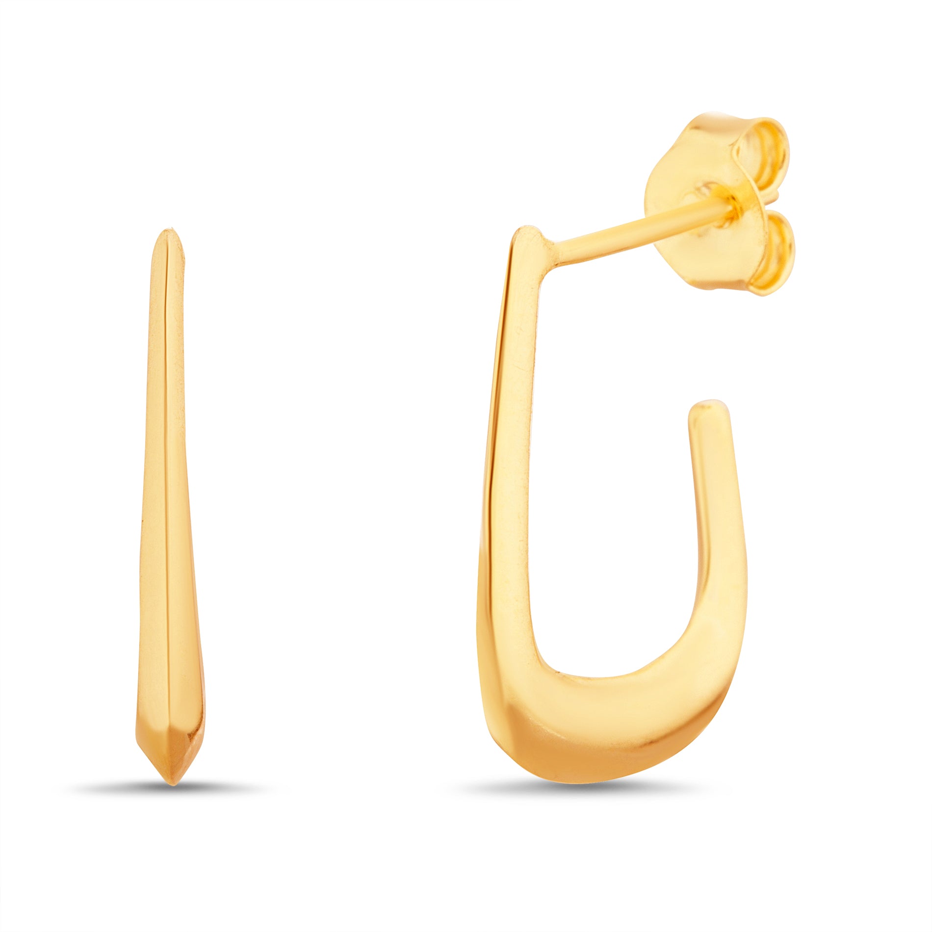 Sterling Silver Gold Open U-Shaped Earrings