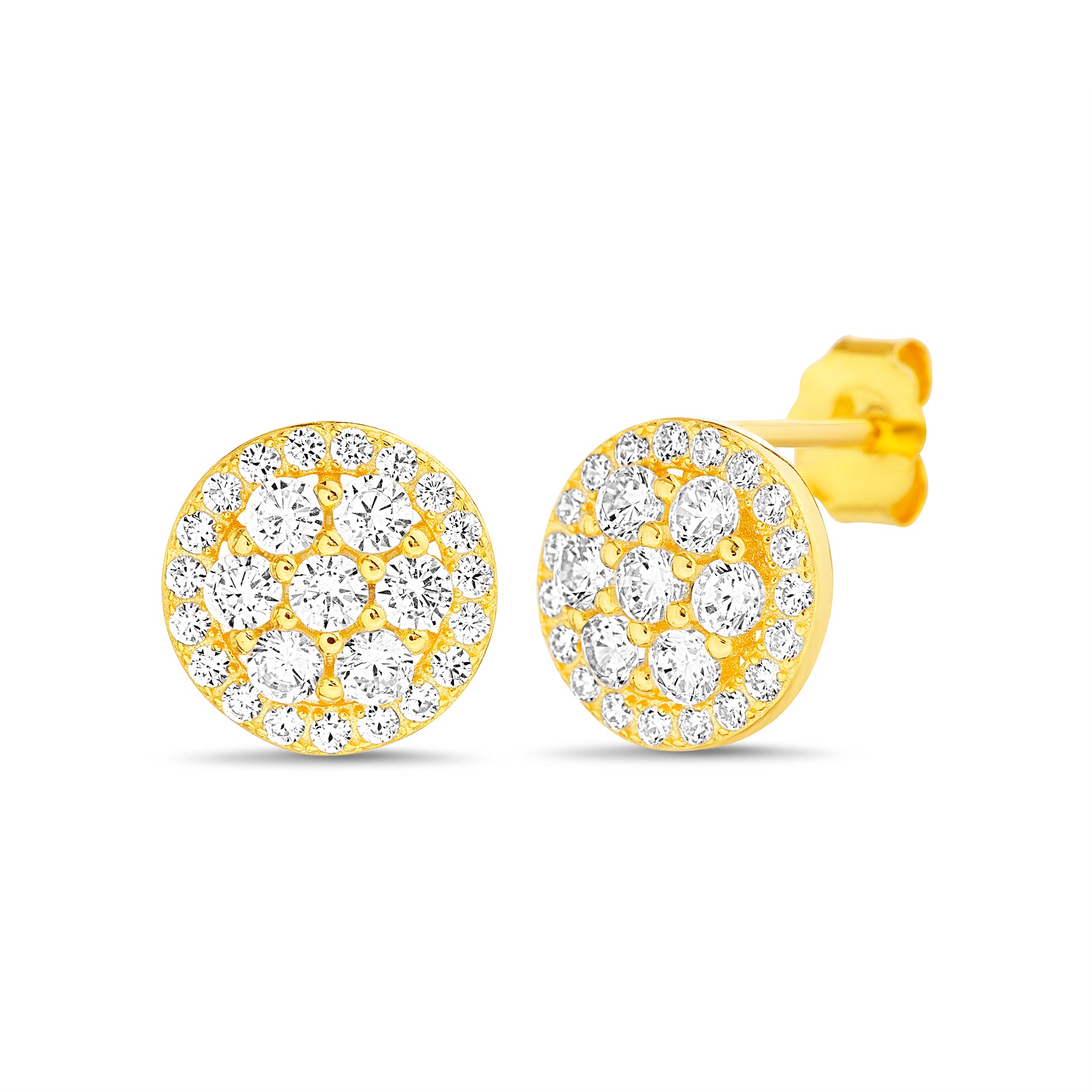 Sterling Silver Gold Clear CZ Earrings