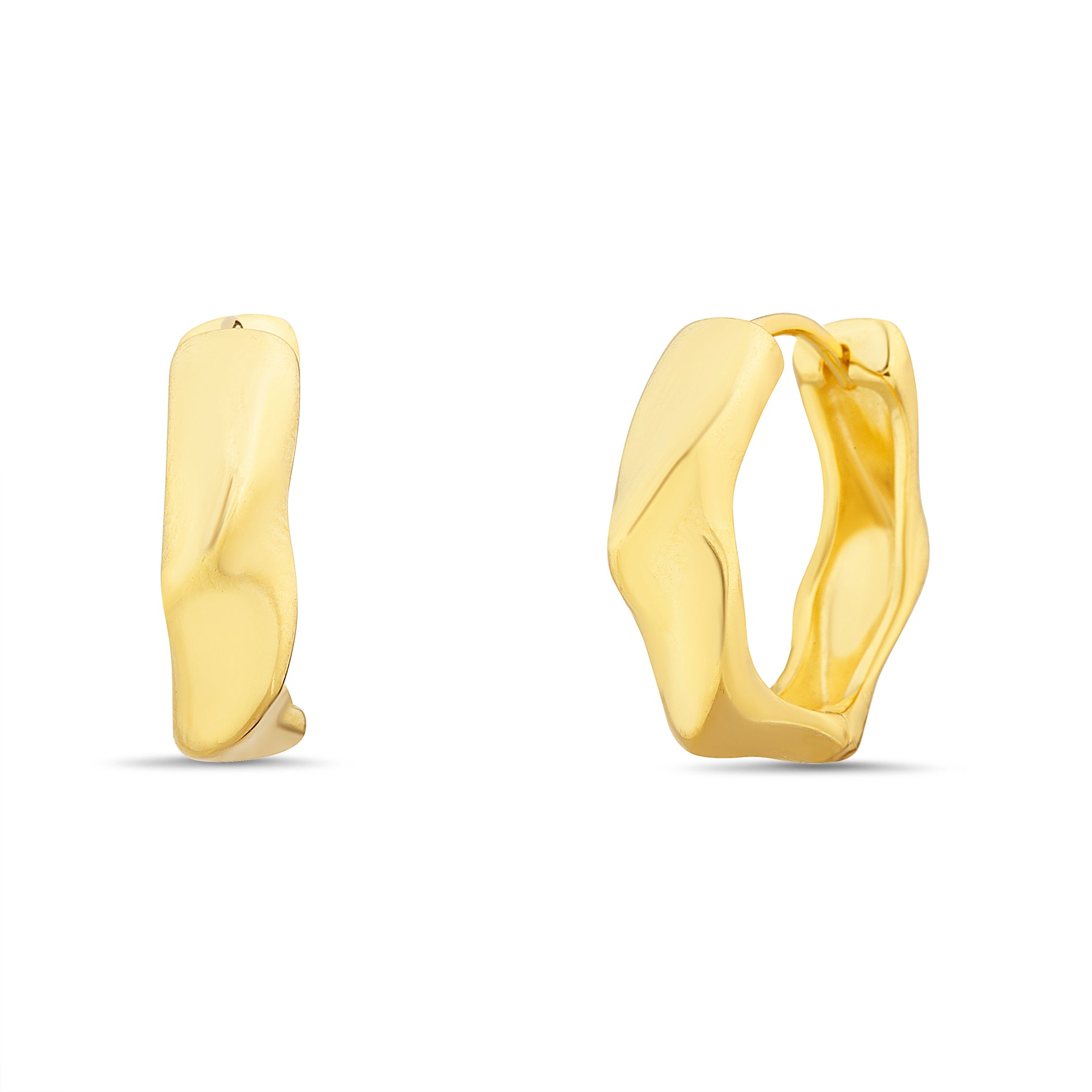 Sterling Silver Gold Polished Geometric 14.5MM Hoop Earring