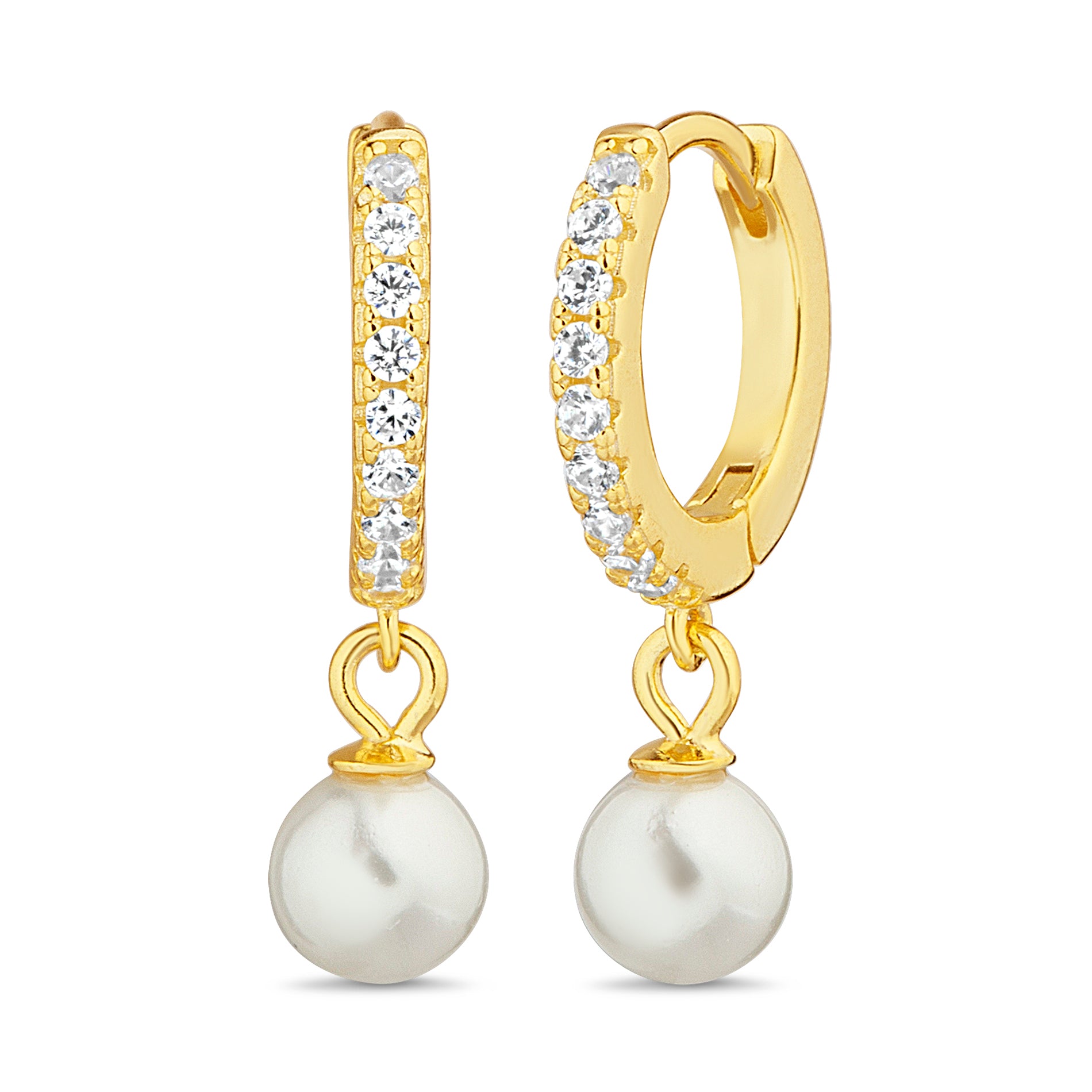 Sterling Silver Gold & Clear Accent Earring Piece