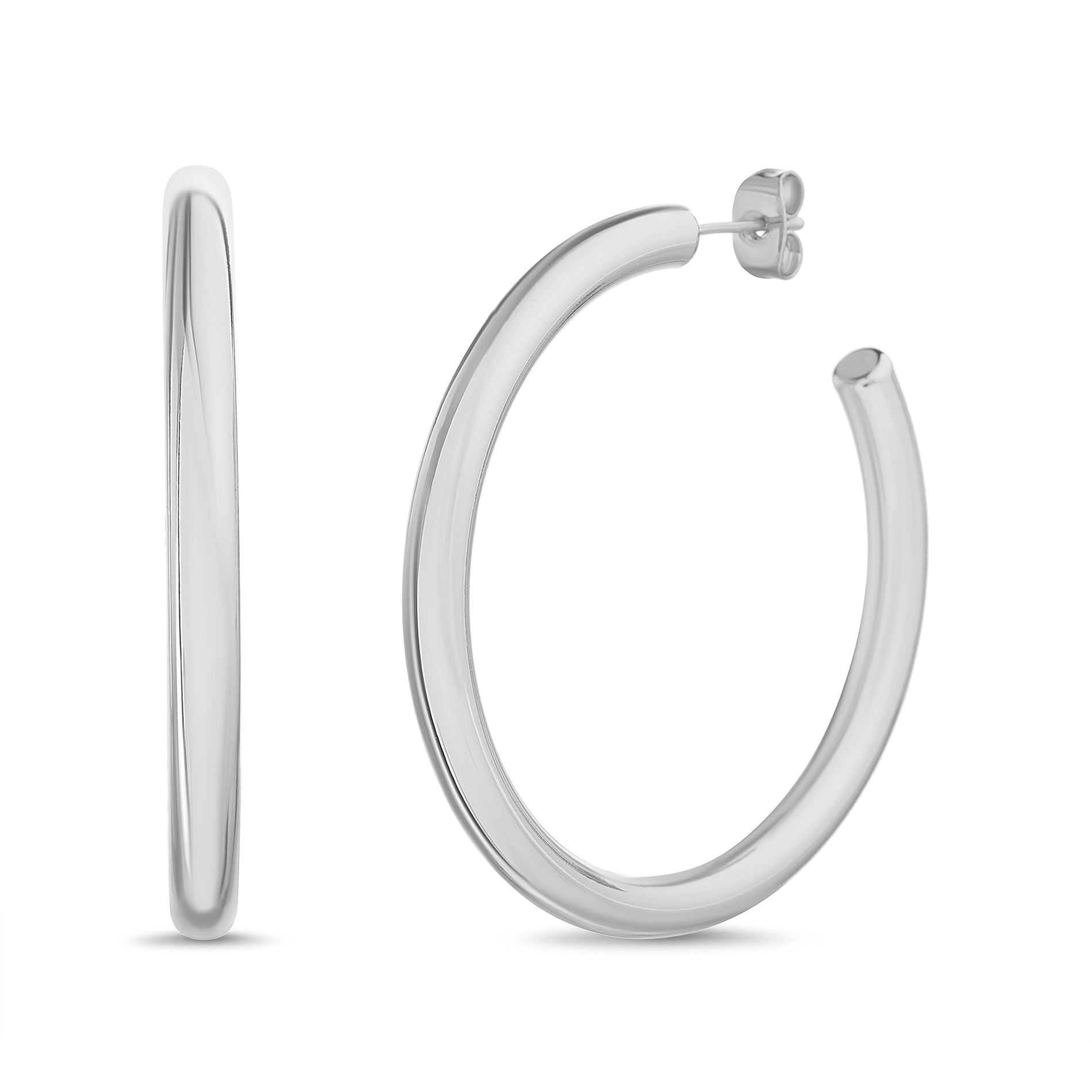 Brass Rhodium-Plated Cuff Hoop Earrings