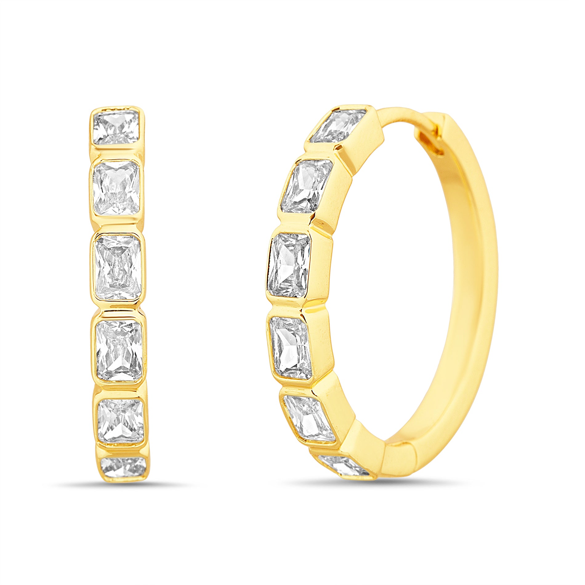 Gold-Tone Sparkling CZ Huggie Hoop Earrings