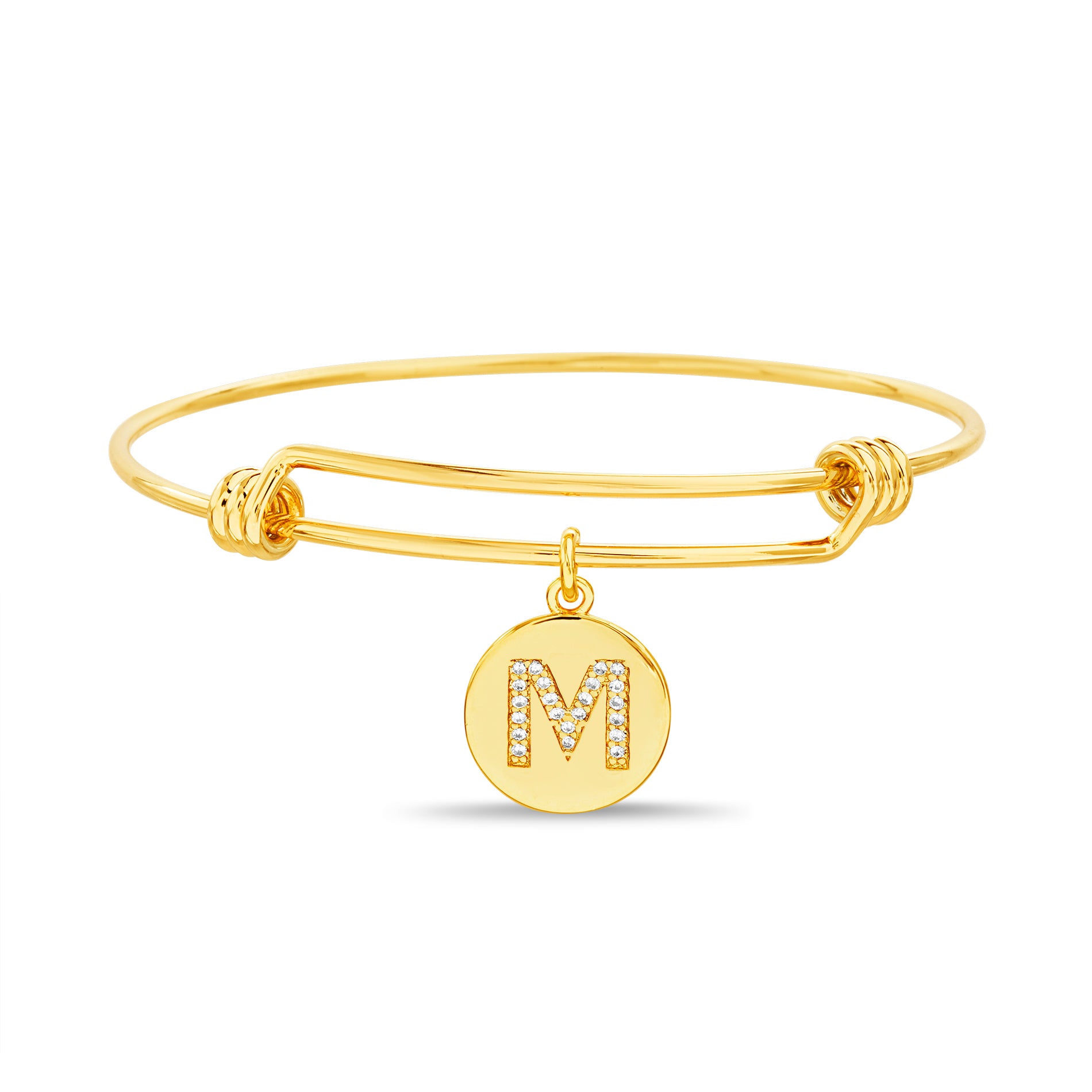 Gold Initial Charm Bangle