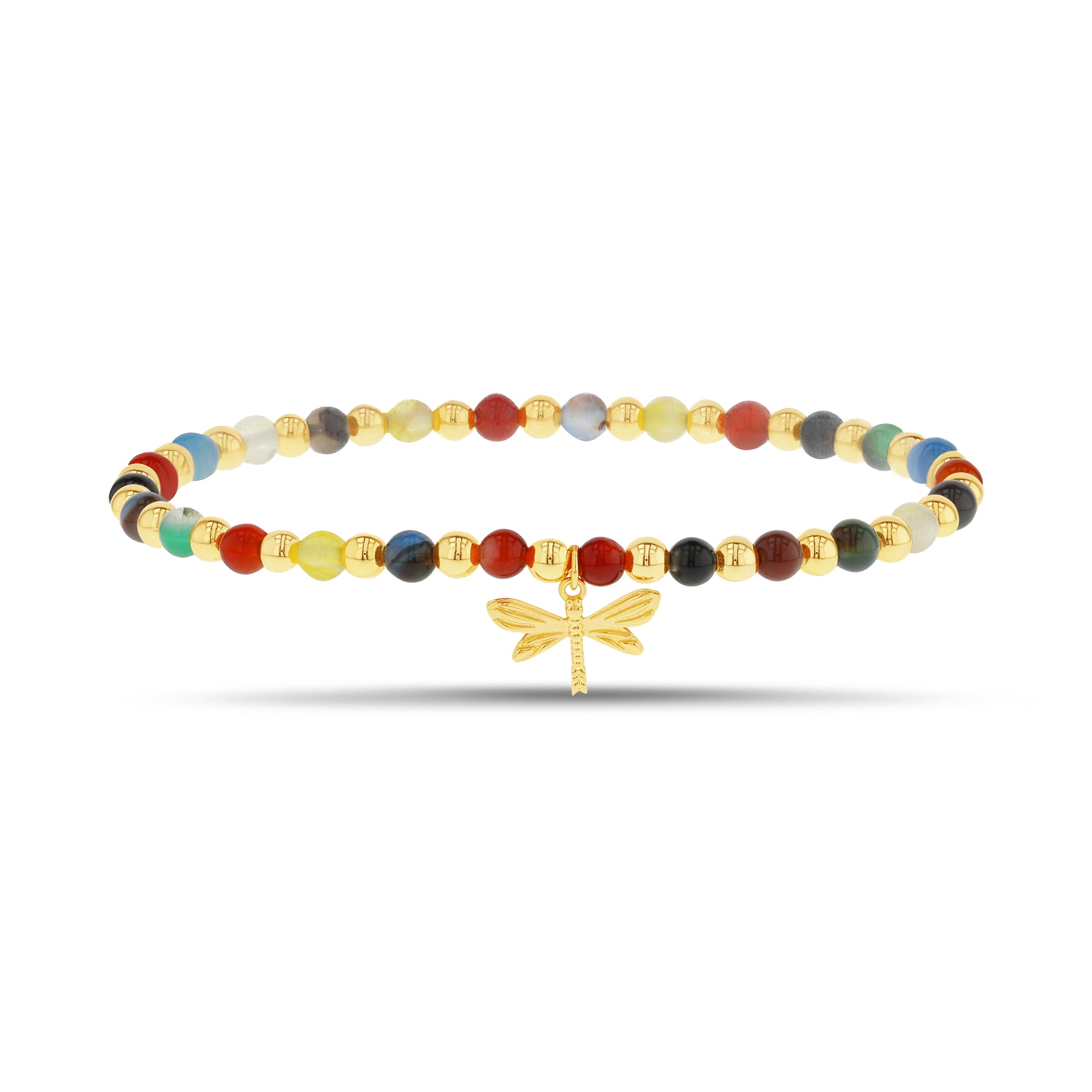 Gold Tone Beaded Chain Bangle with Sparkling Stones