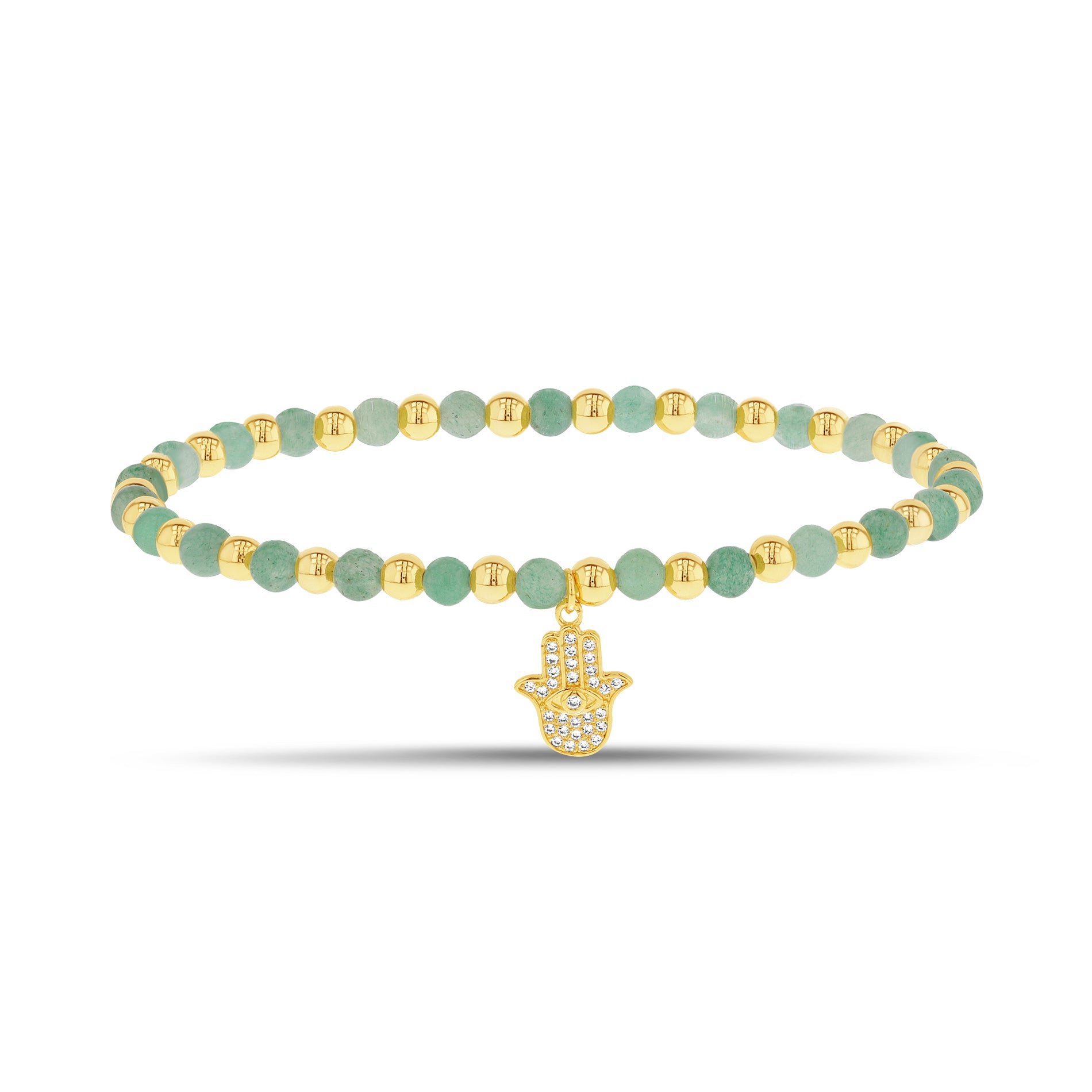 Gold Tone Beaded Chain Bangle with Sparkling Stones
