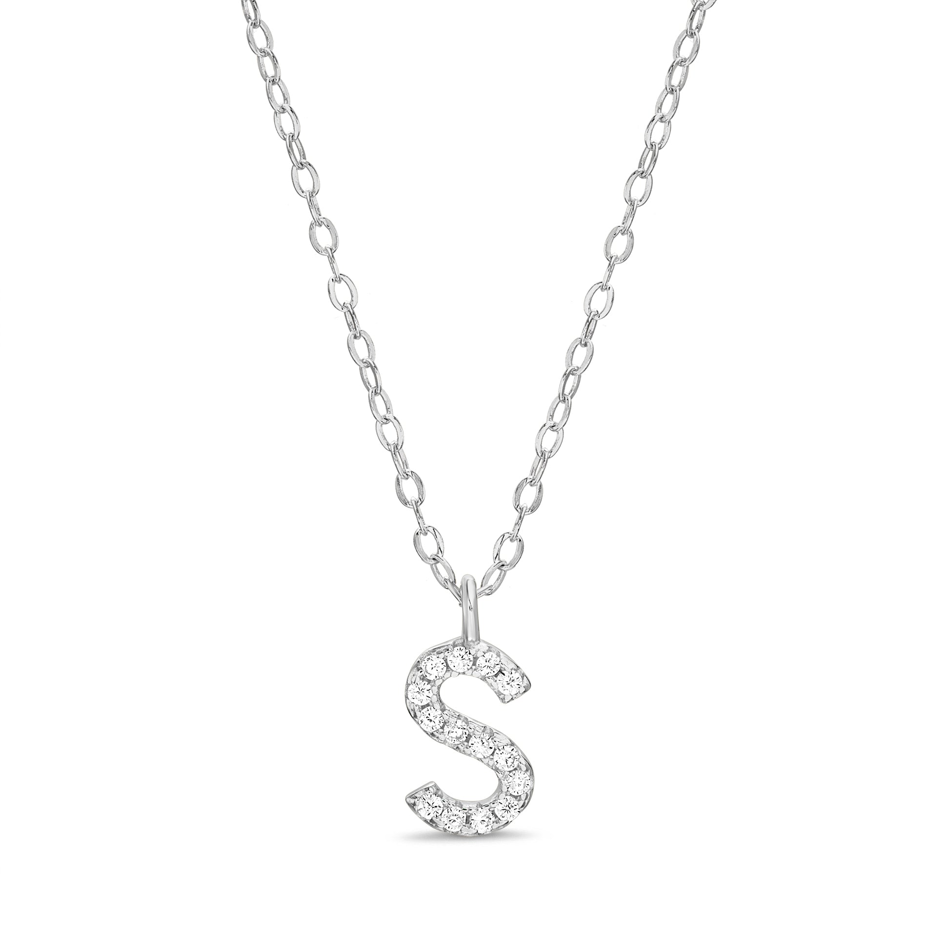 Silver Sparkle Initial Necklace