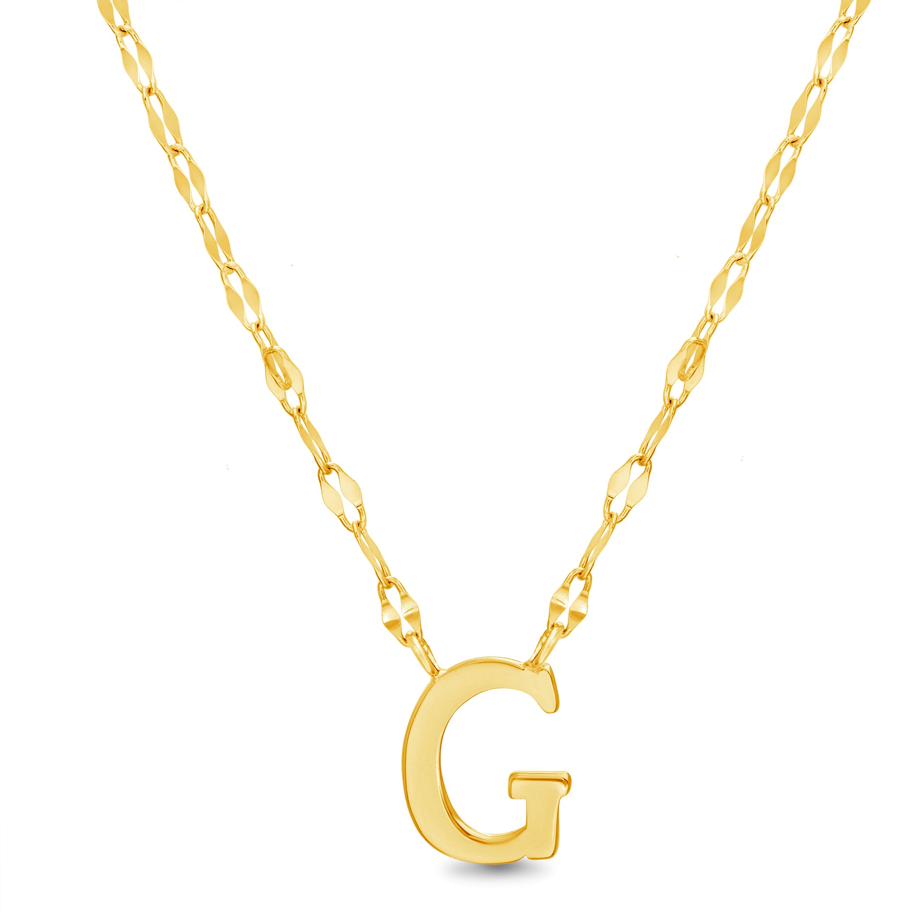 Sterling Silver Gold Polished Initial Sparkle Chain Necklace