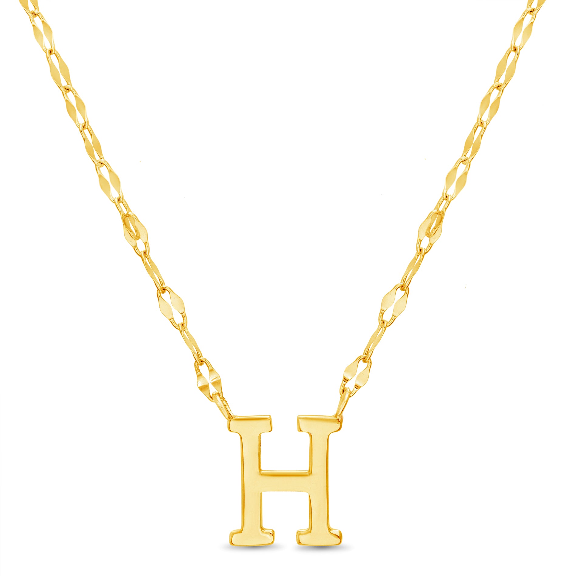 Sterling Silver Gold Polished Initial Sparkle Chain Necklace