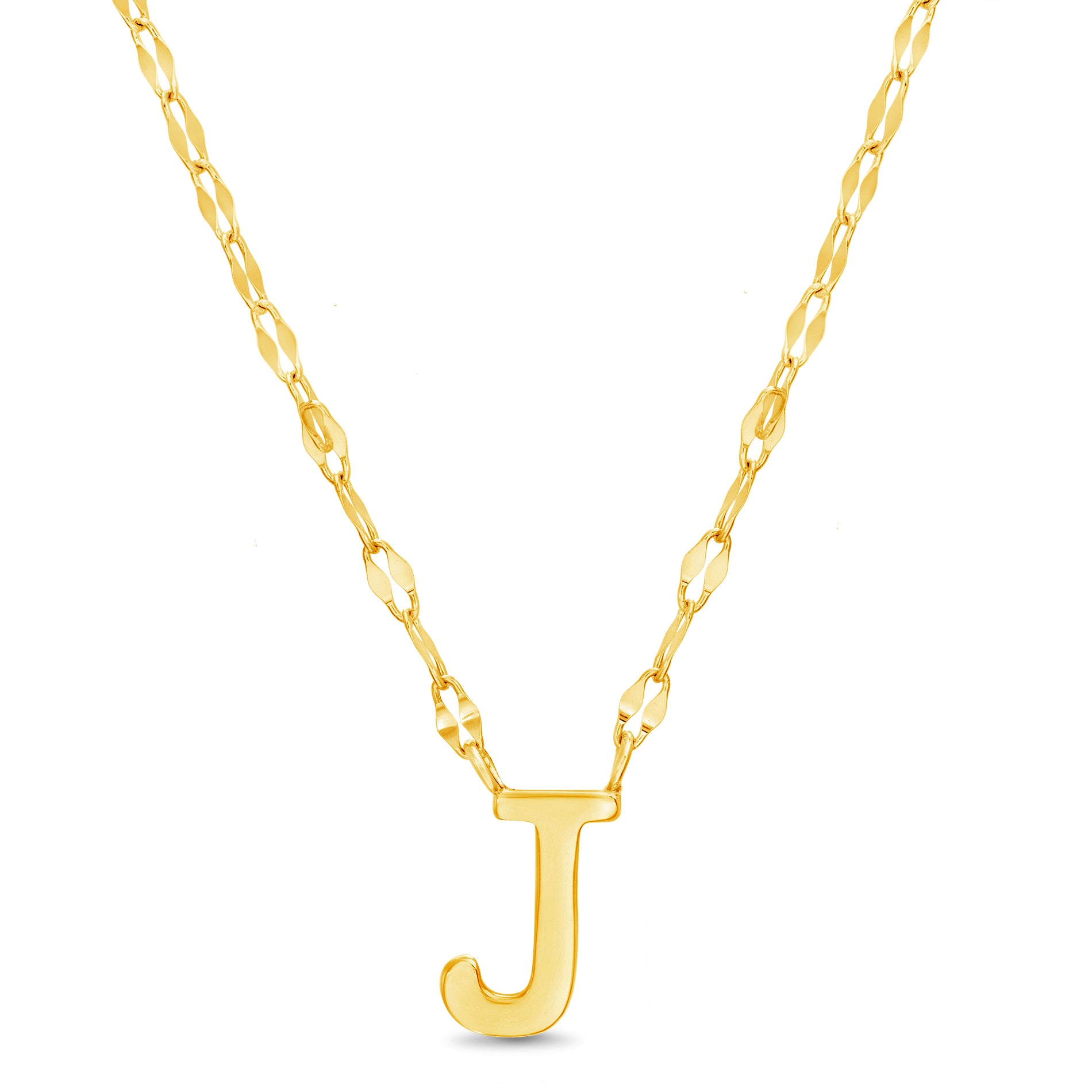 Sterling Silver Gold Polished Initial Sparkle Chain Necklace