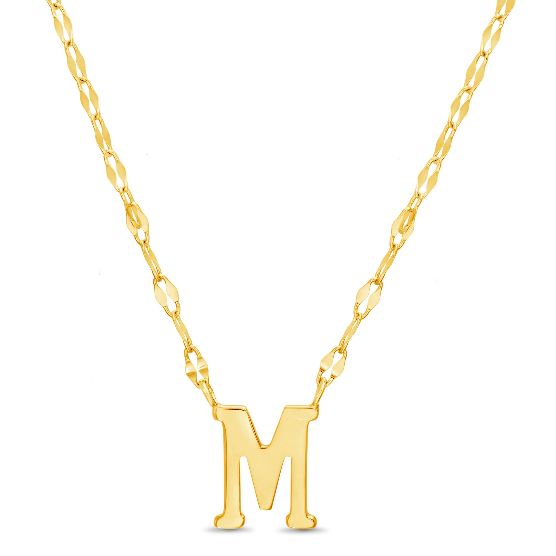 Sterling Silver Gold Polished Initial Sparkle Chain Necklace