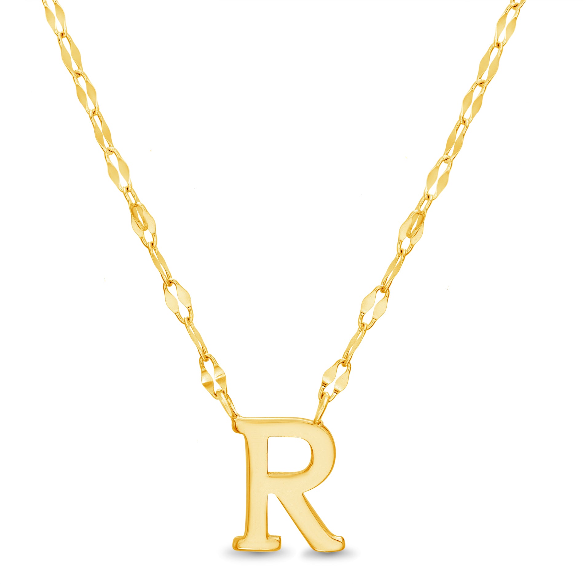 Sterling Silver Gold Polished Initial Sparkle Chain Necklace