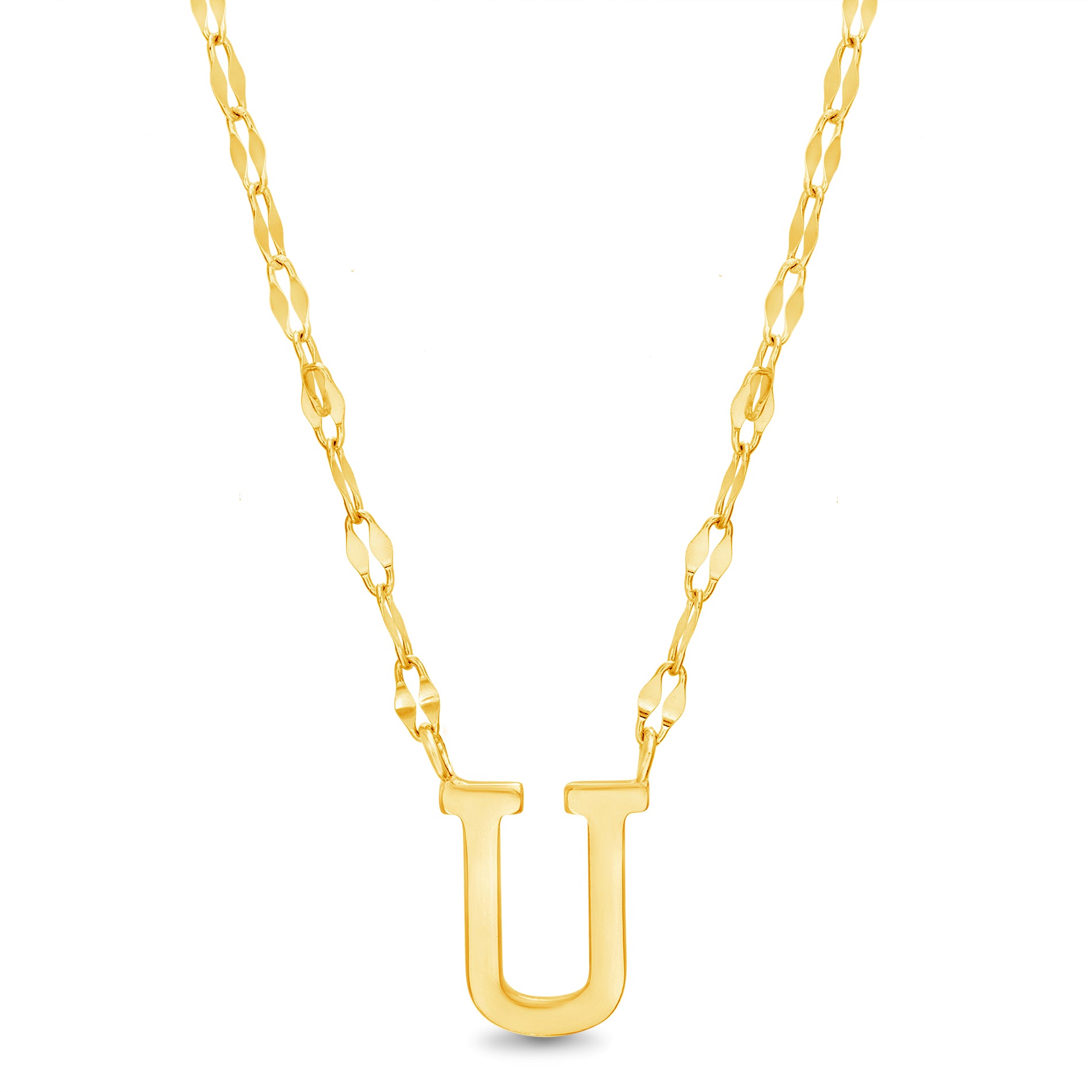 Sterling Silver Gold Polished Initial Sparkle Chain Necklace