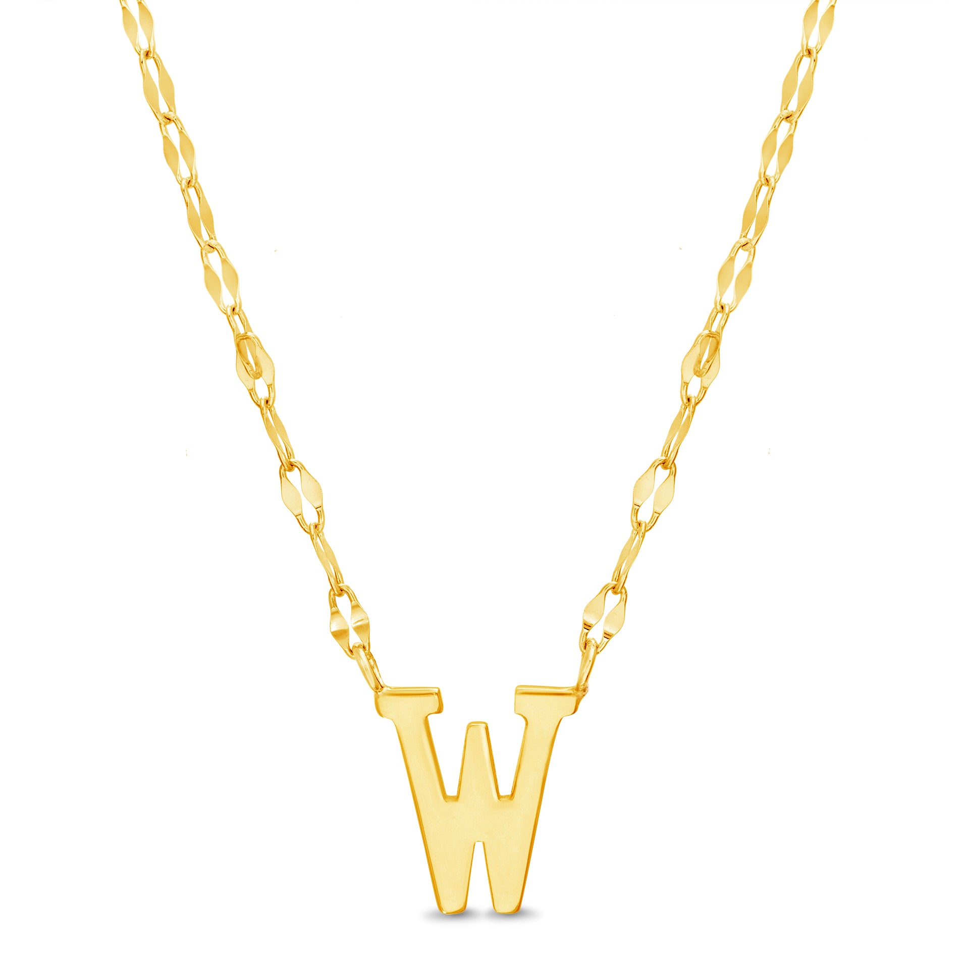 Sterling Silver Gold Polished Initial Sparkle Chain Necklace