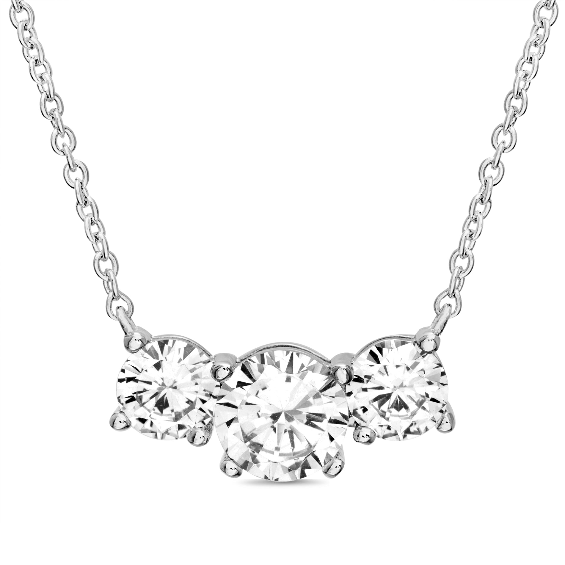 Trio Sparkle CZ Station Necklace