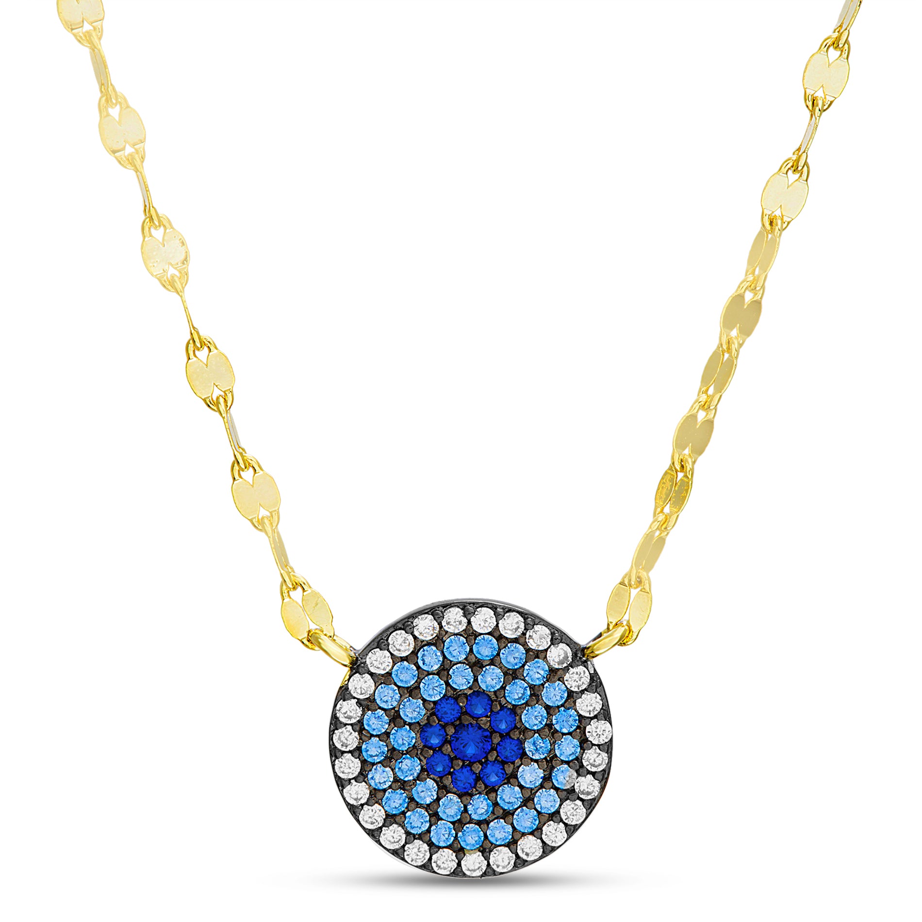 Blue CZ Disc Necklace