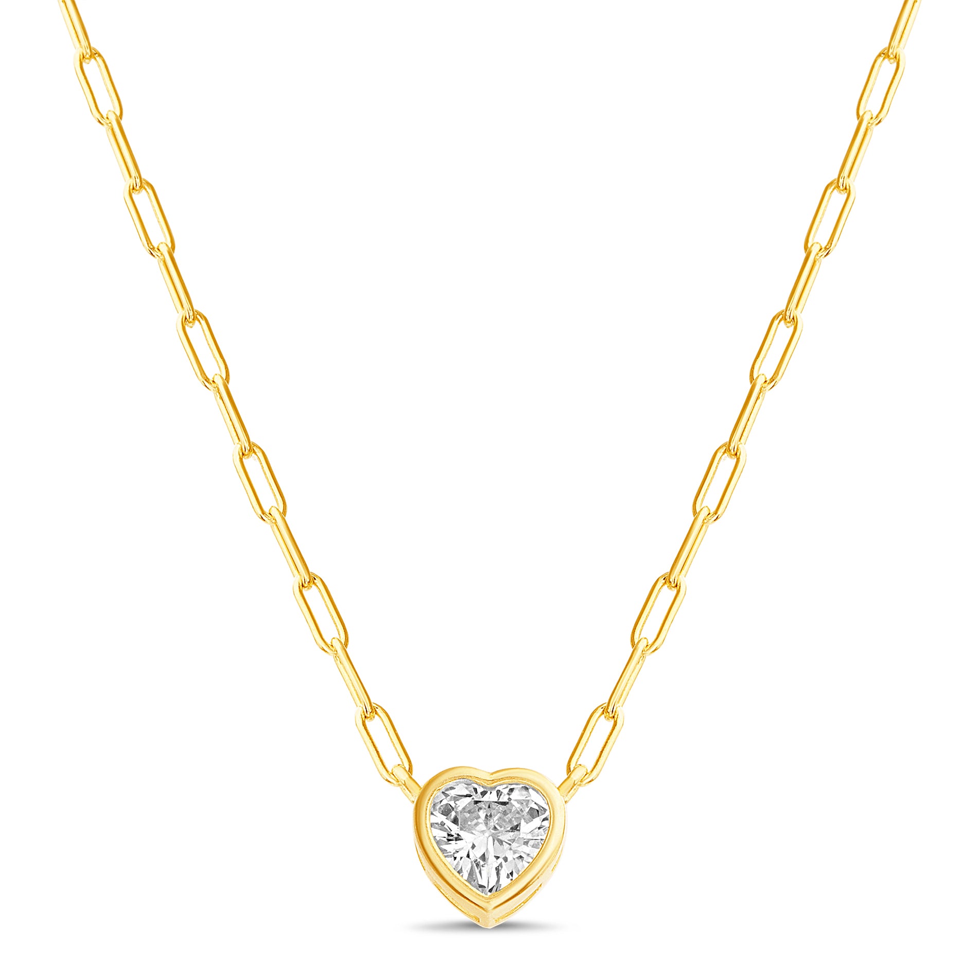 Gold Heart Paperclip Necklace