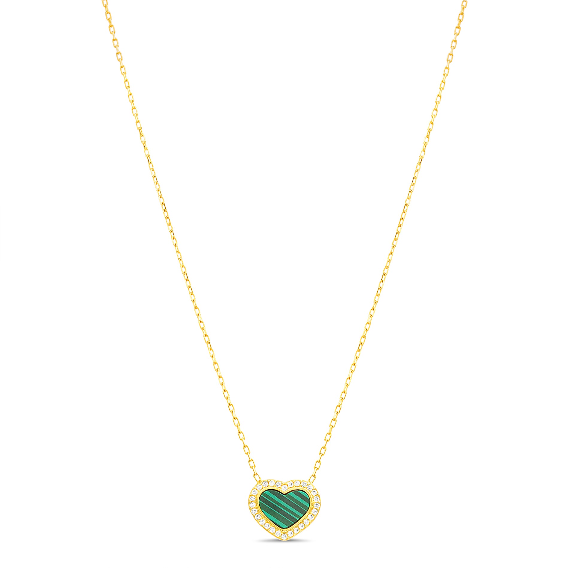 Gold Emerald Heart Station Necklace