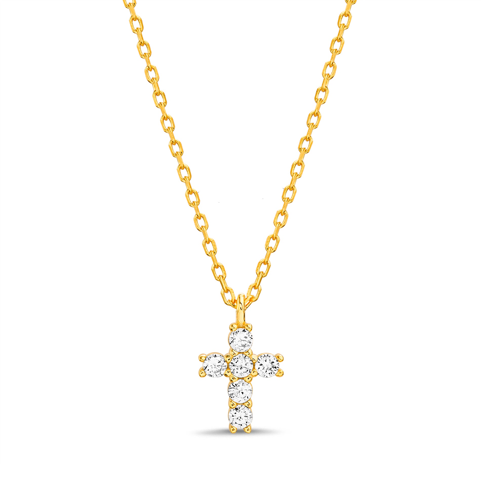 Sterling Silver Radiant CZ Cross Necklace