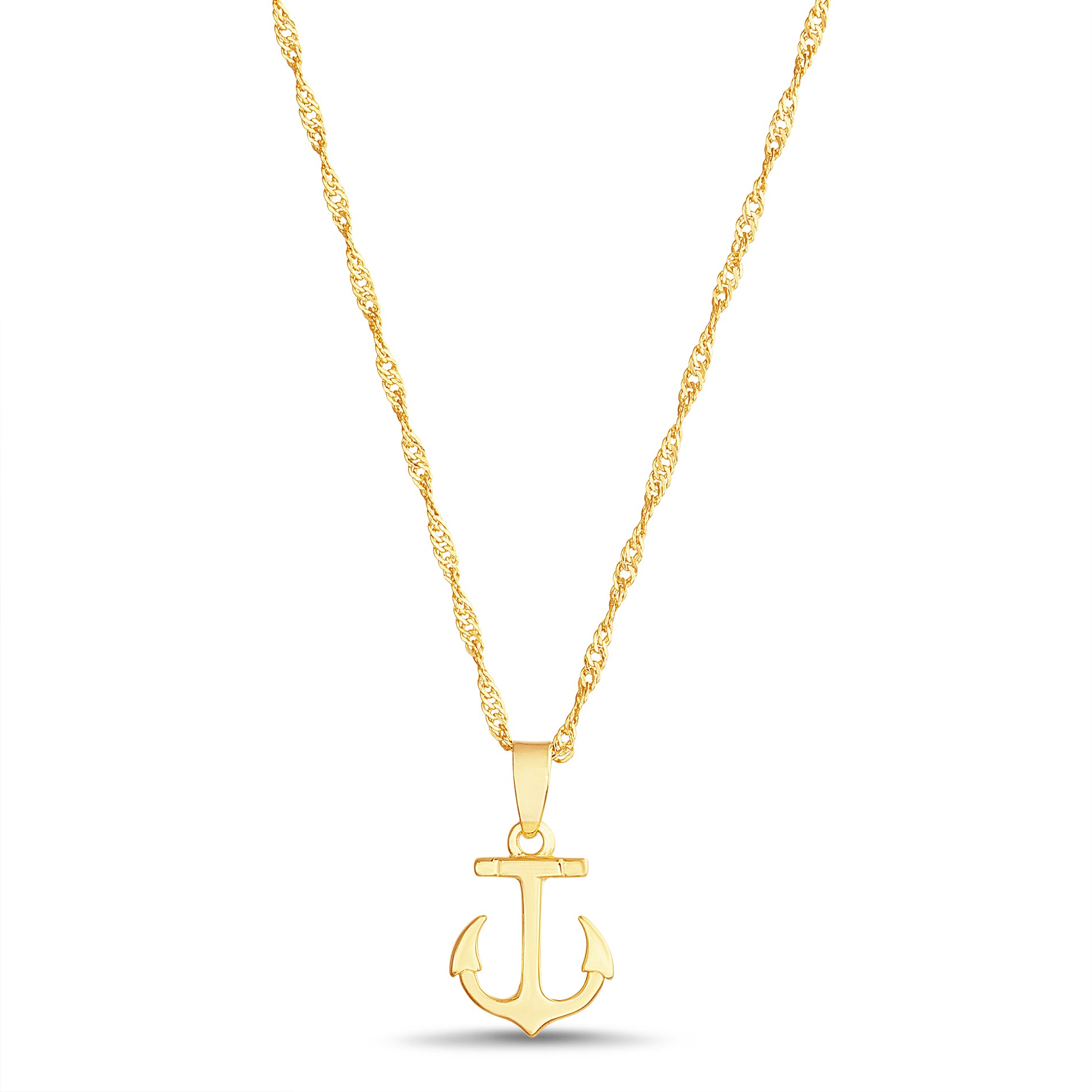 Gold-Plated Sterling Silver Anchor Necklace – Nautical Style