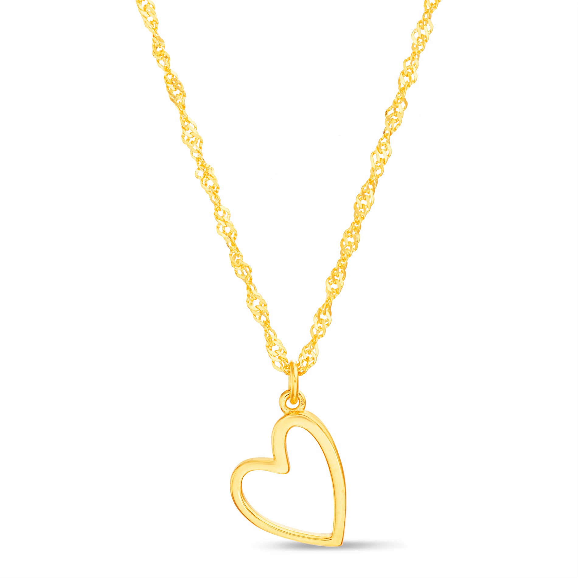 Sterling Silver Gold Open Heart Necklace