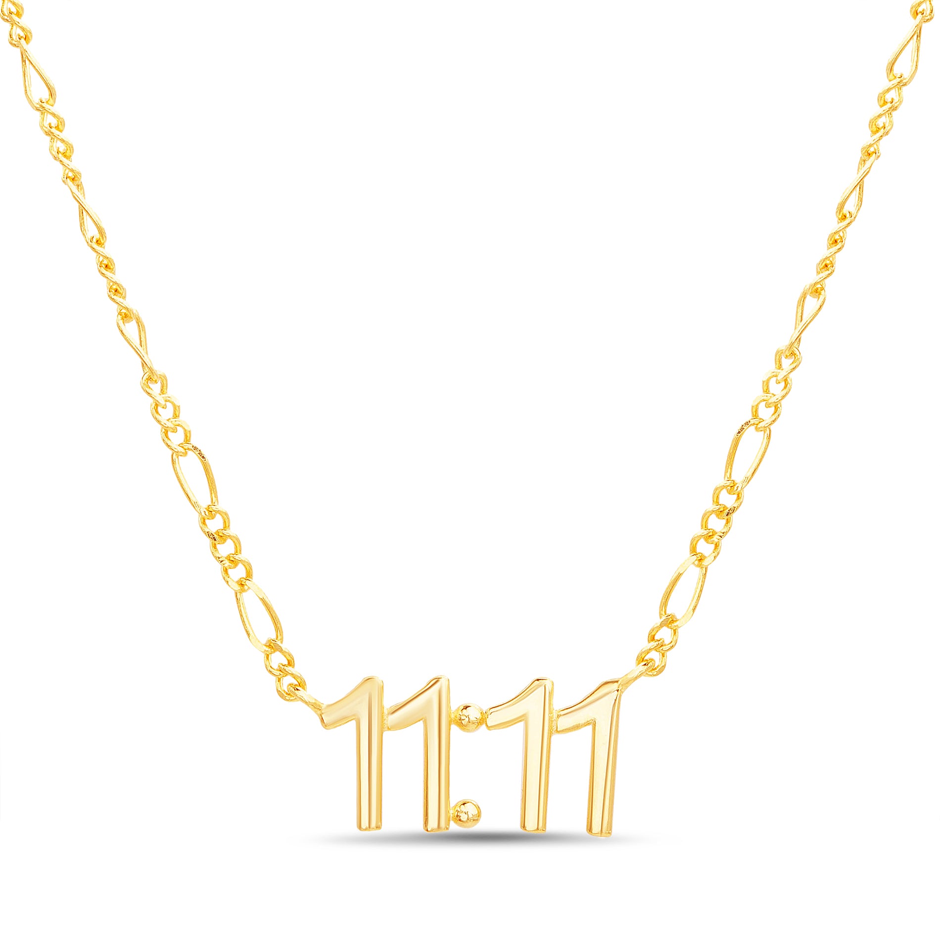 Brass Yellow Gold Lucky 11:11 Angel Number Necklace