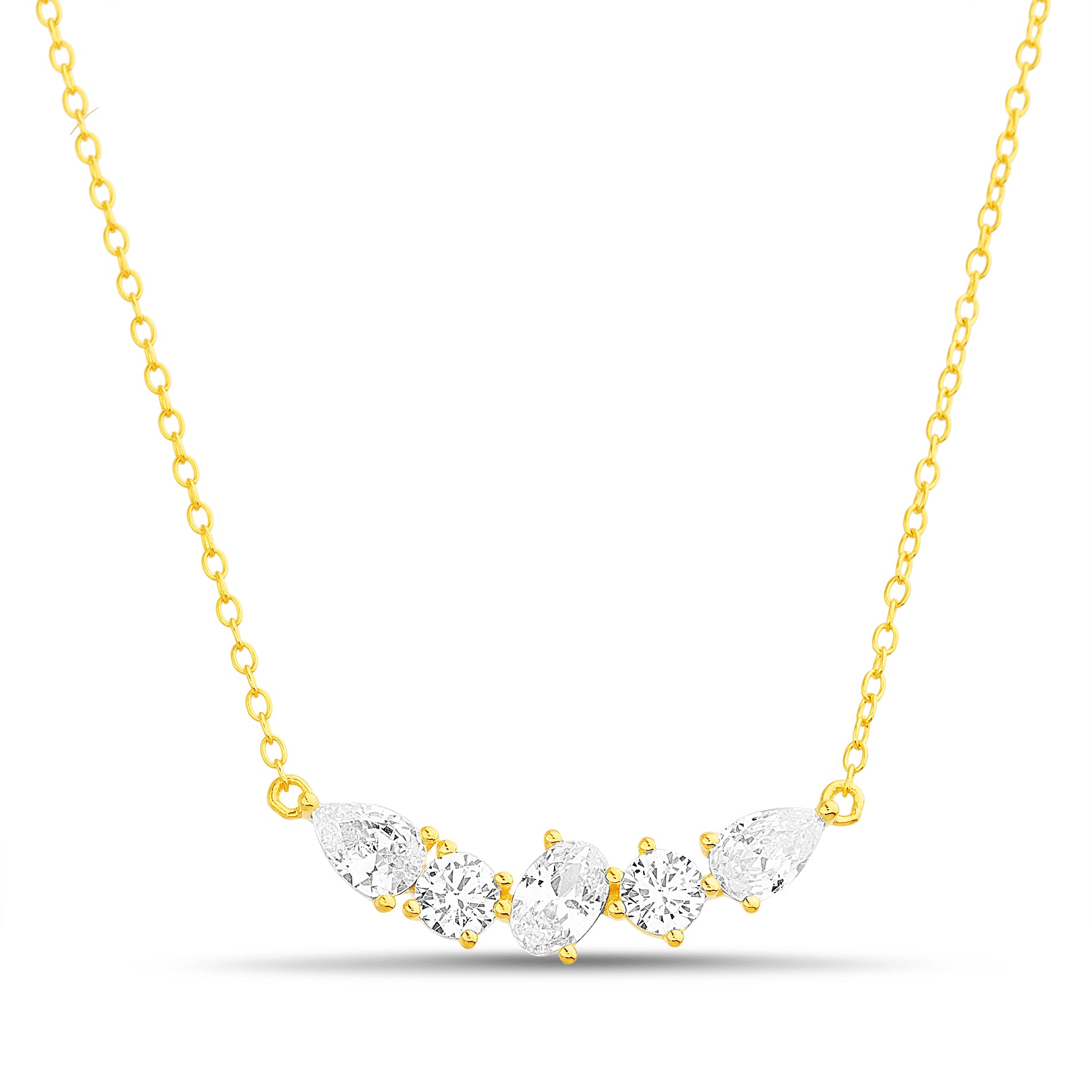 Sterling Silver and Clear Gold CZ Necklace
