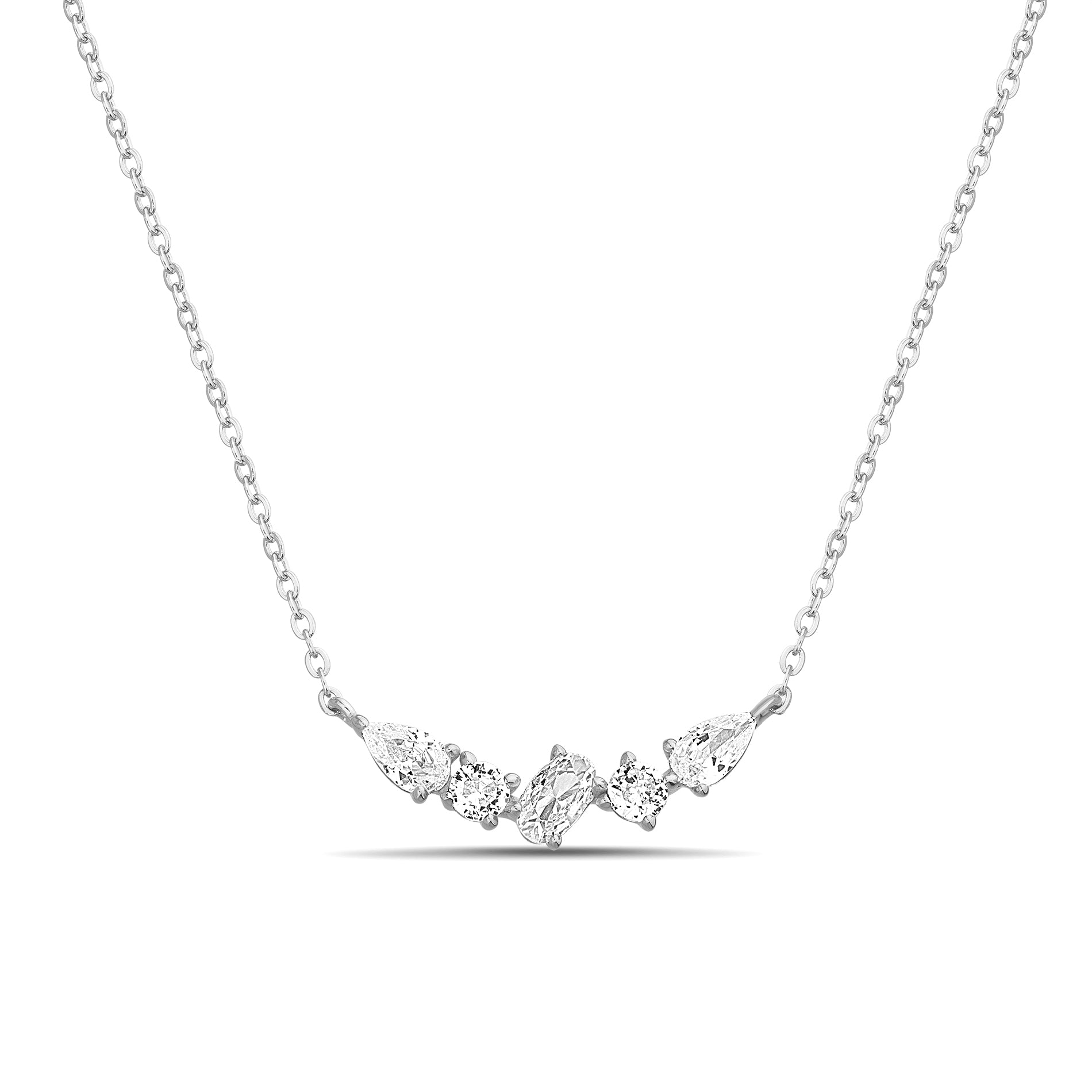 Sterling Silver and Clear Gold CZ Necklace