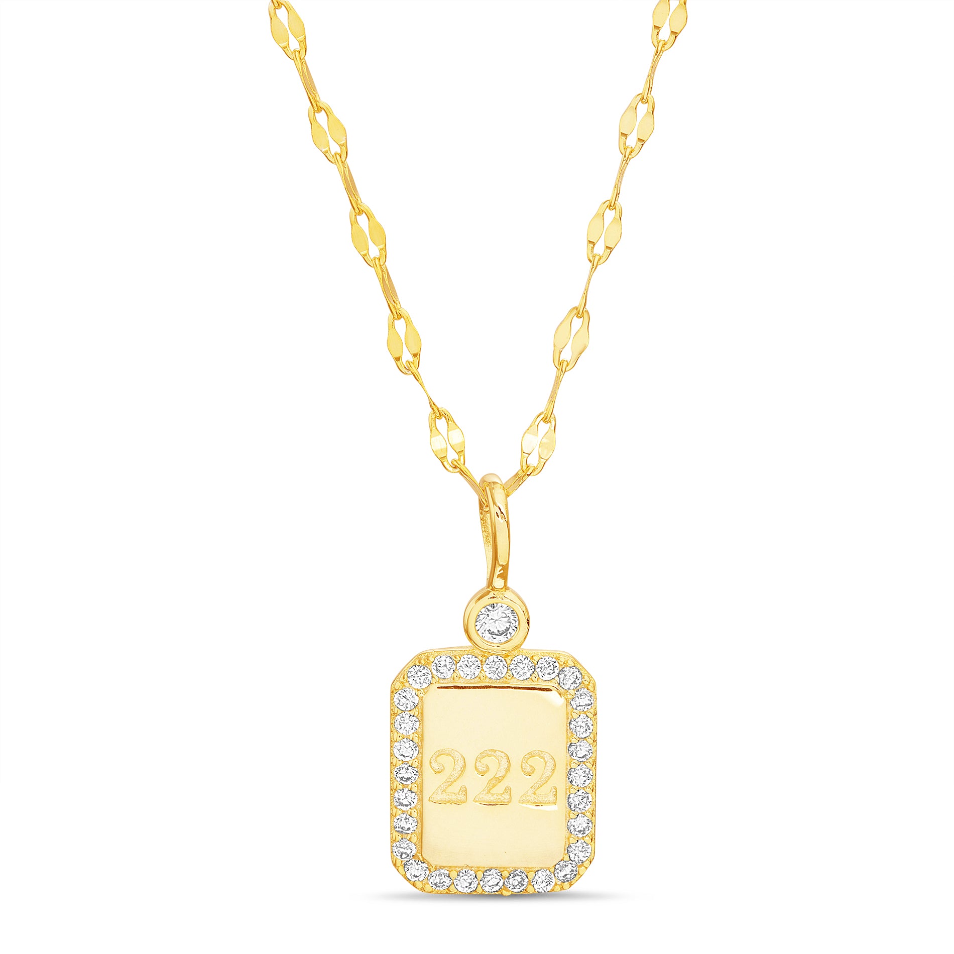 Brass Yellow Gold Shine Bright 222 or 444 Angel Number Necklace