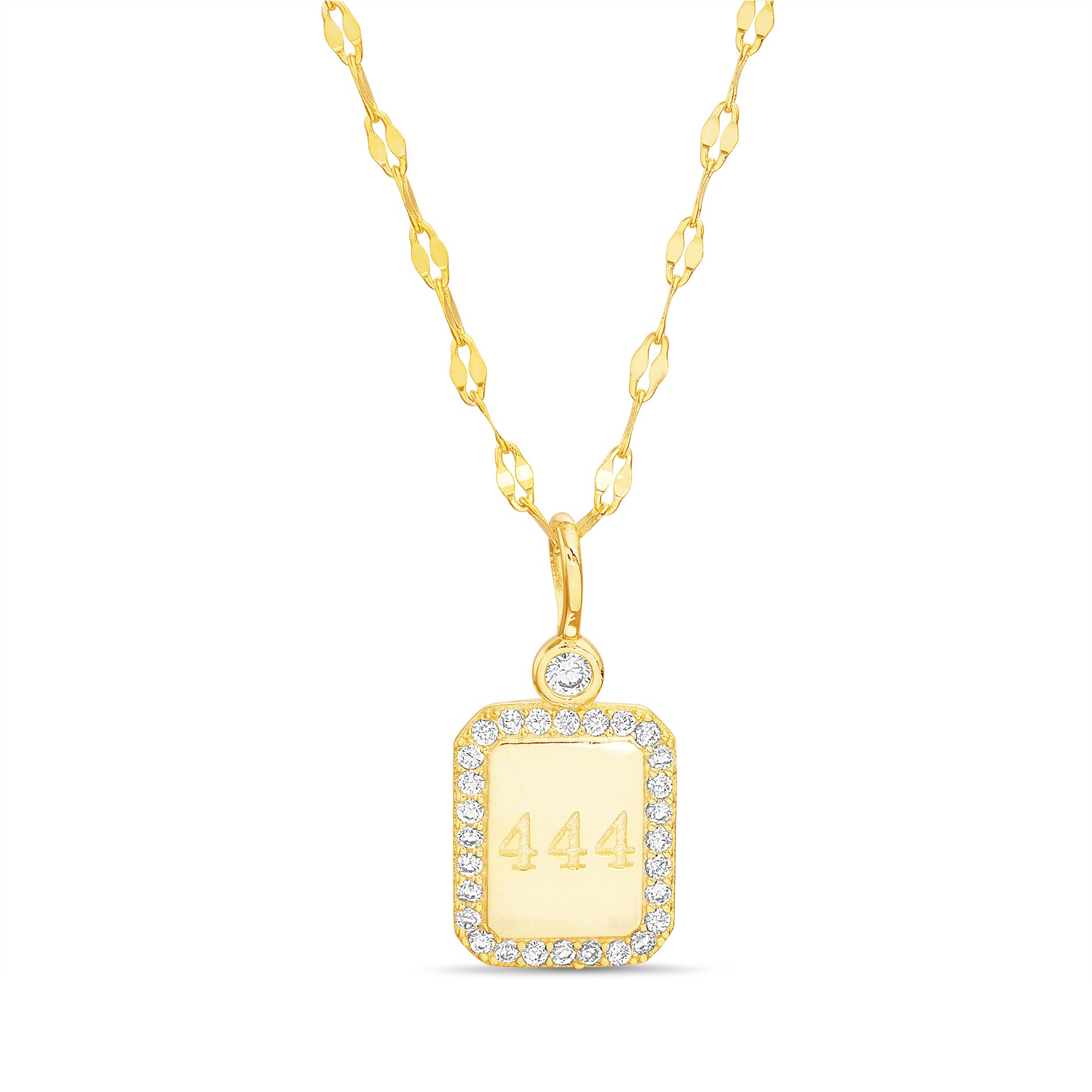 Brass Yellow Gold Shine Bright 222 or 444 Angel Number Necklace