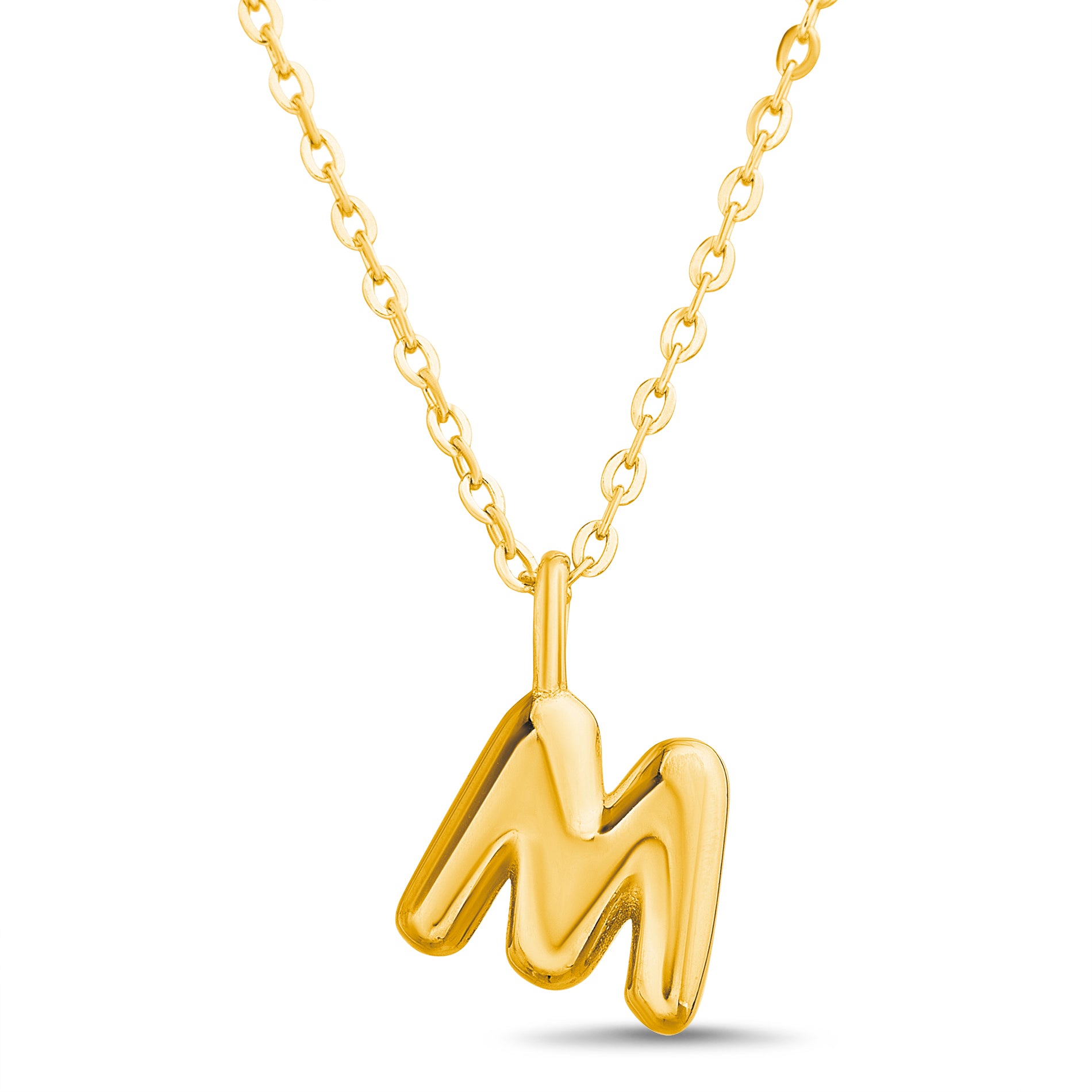 Gold Bubble Letter Necklace