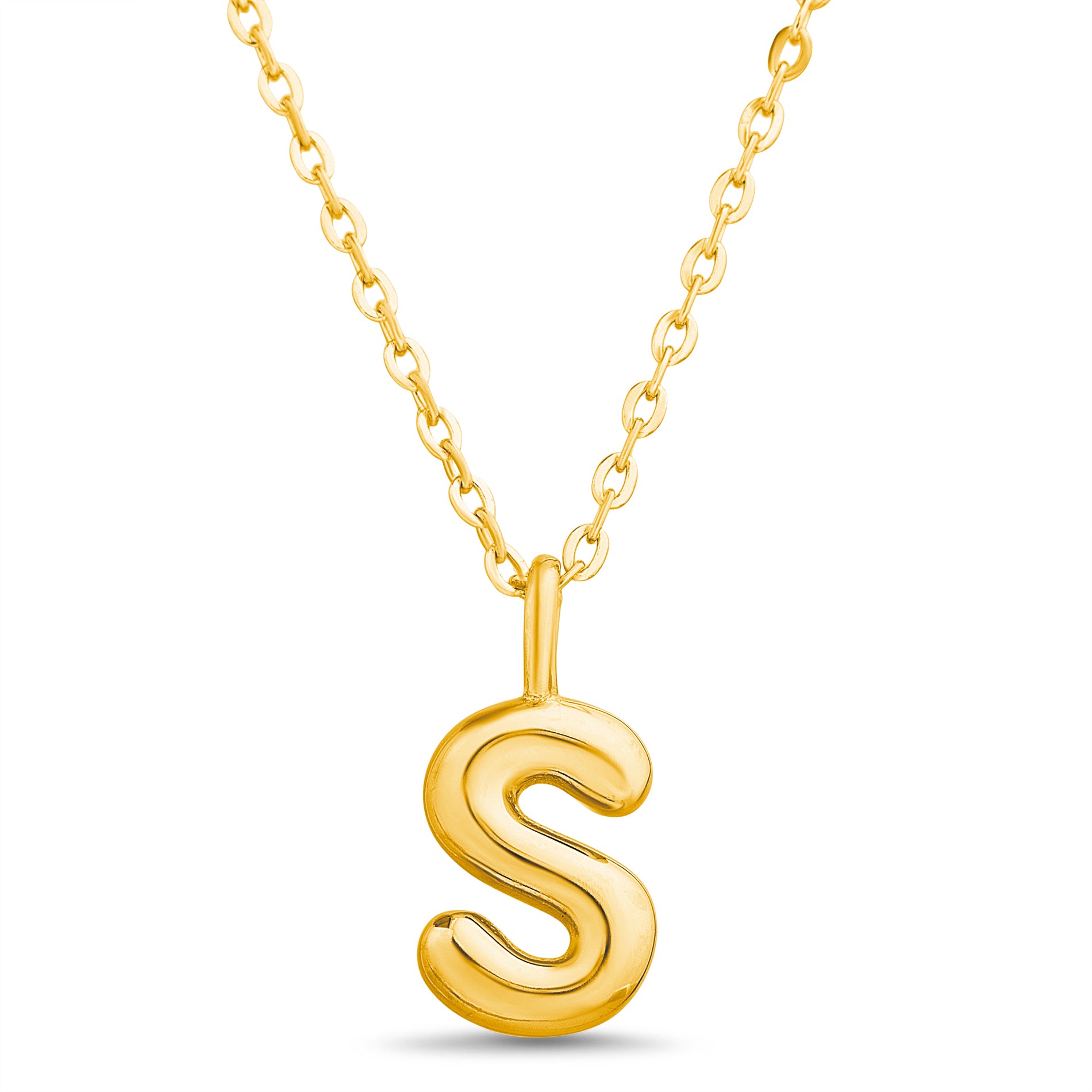Gold Bubble Letter Necklace