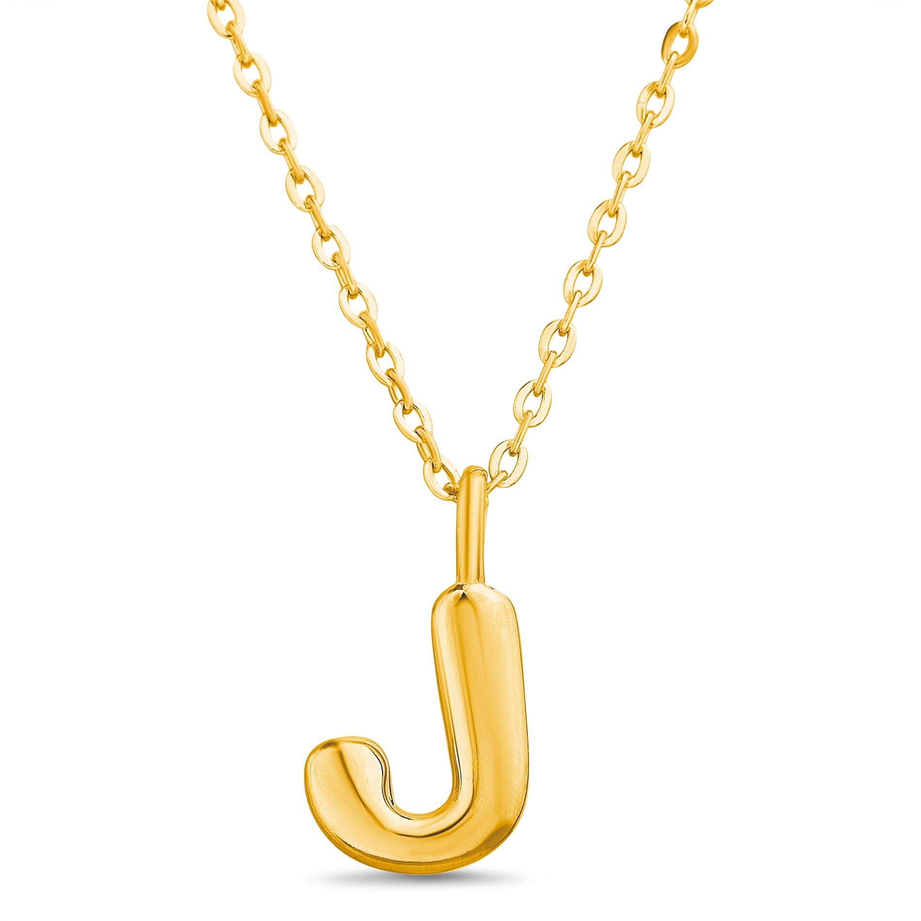 Sterling Silver Gold 3D Initial Slider Pendant on Diamond-Cut Cable Chain Necklace