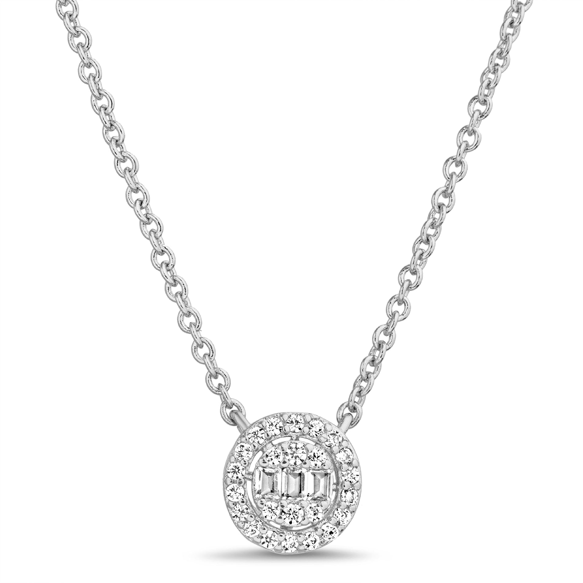 Round Halo Station Necklace