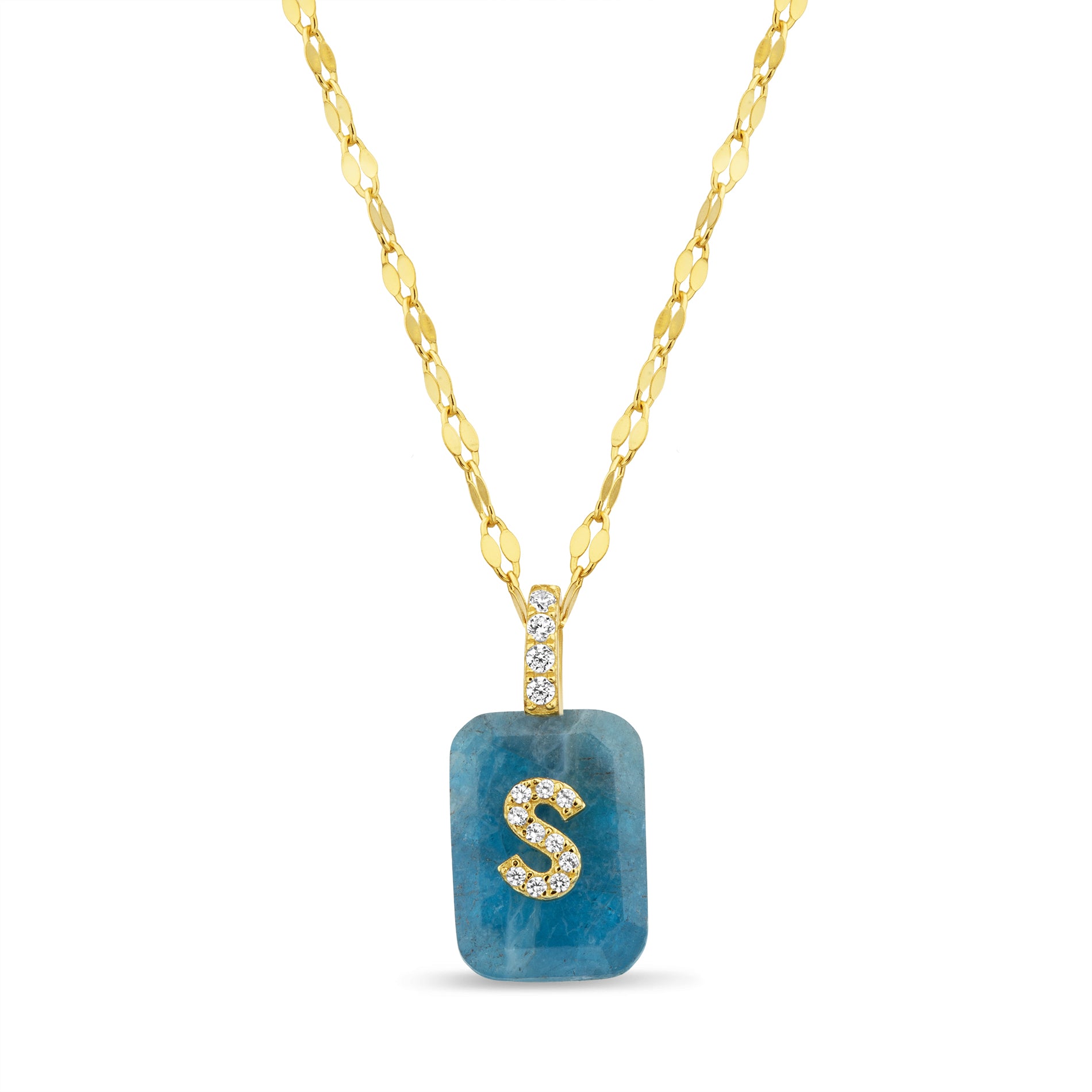 Gold and Apatite Initial Pendant