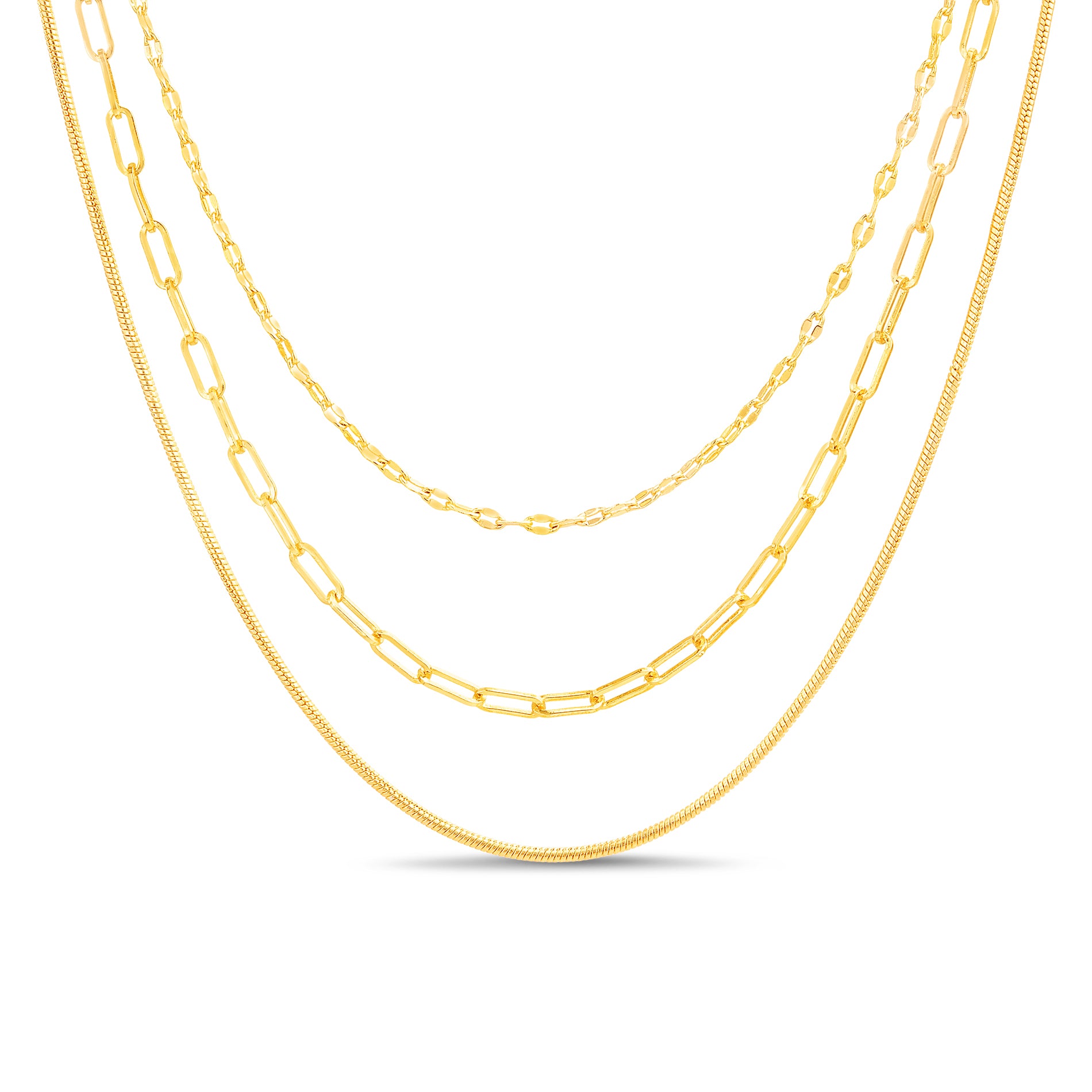 Cable, Paperclip & Rope Layered Necklace Set – Olivia and Jackson