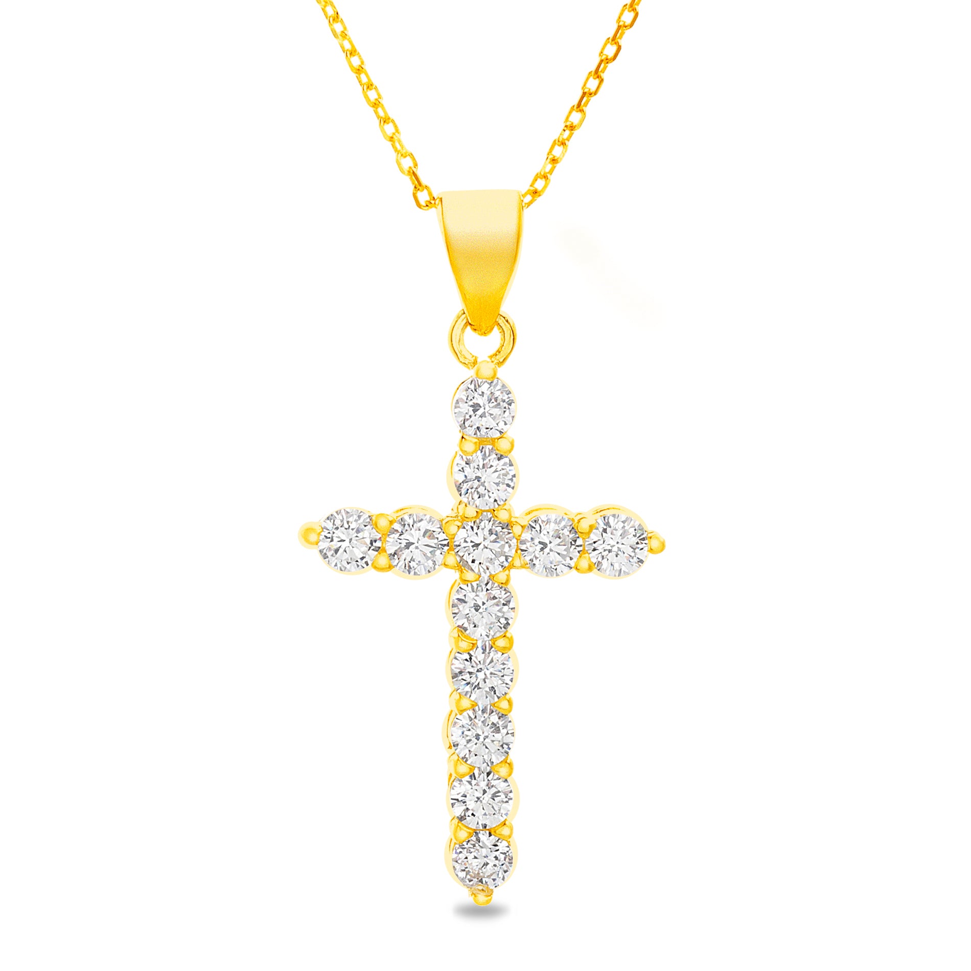 Gold CZ Cross Pendant