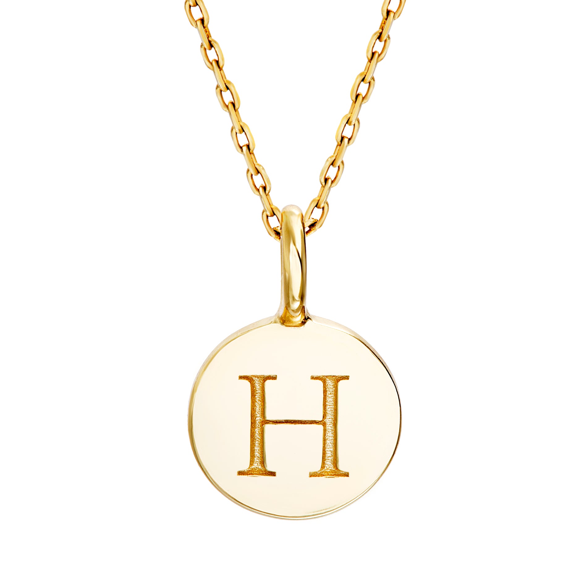 Yellow Gold Initial Disc Pendants