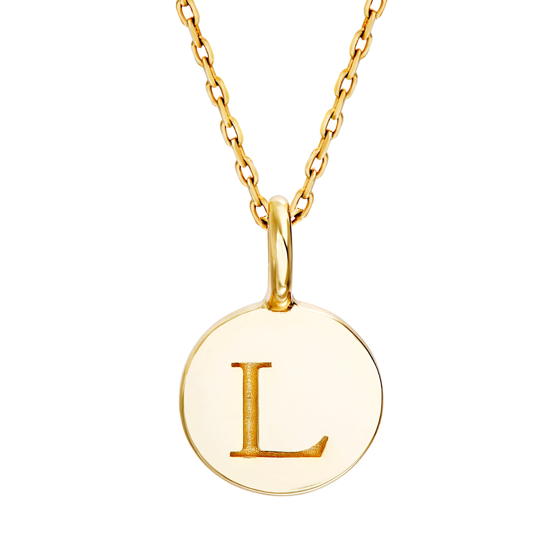 Gold Initial Disc Pendant