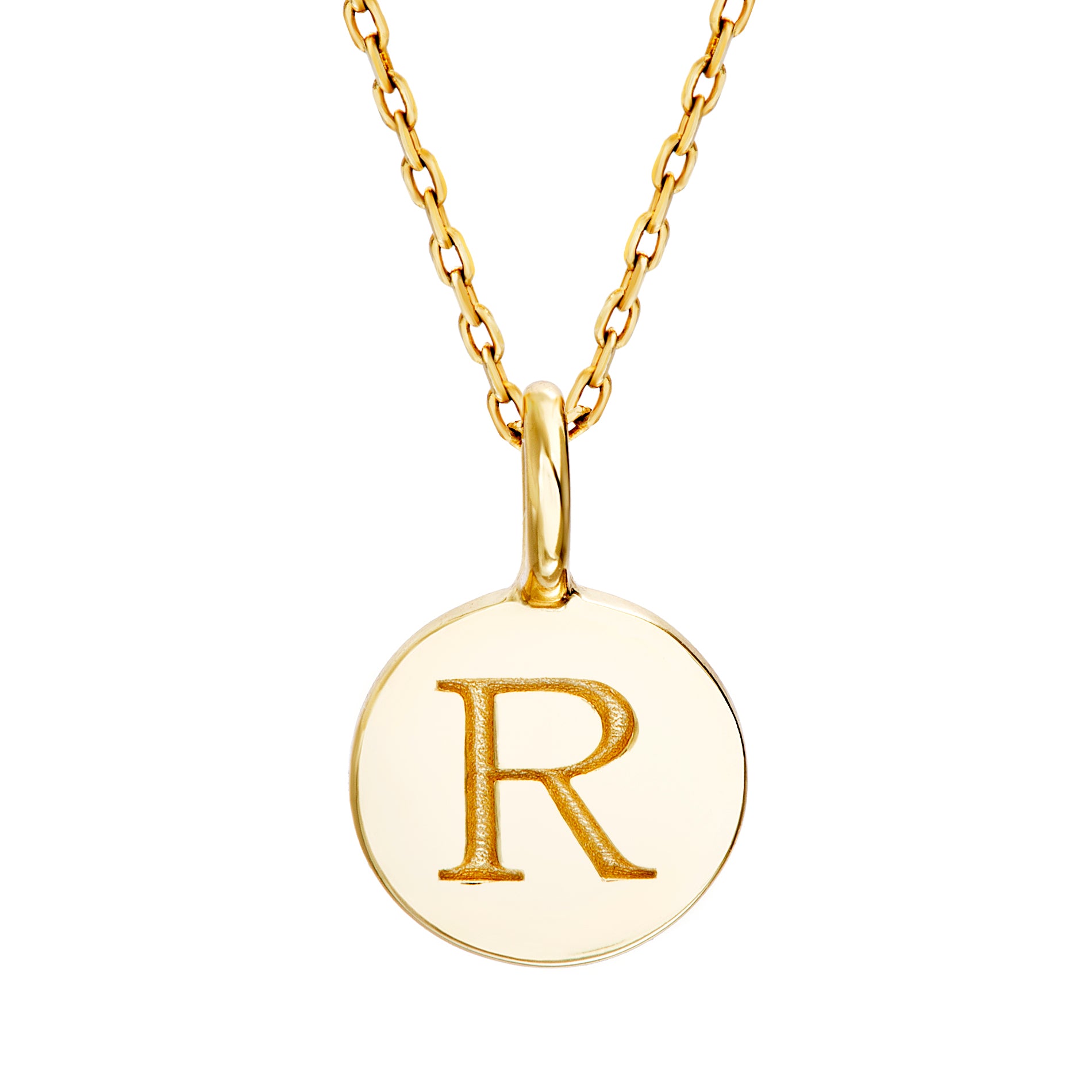 Yellow Gold Initial Disc Pendants
