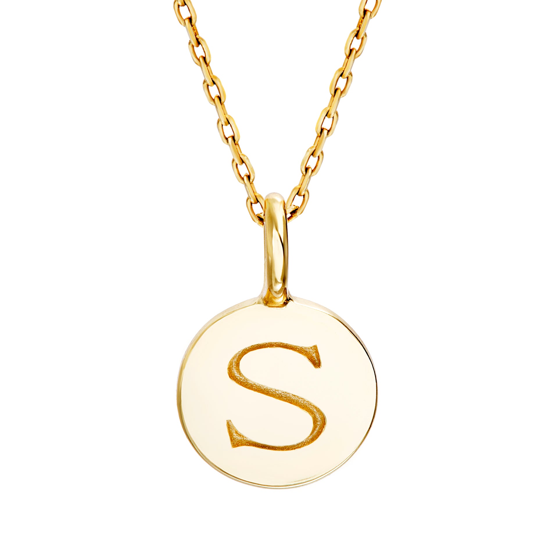 Sterling Silver Gold Initial Disc Pendant