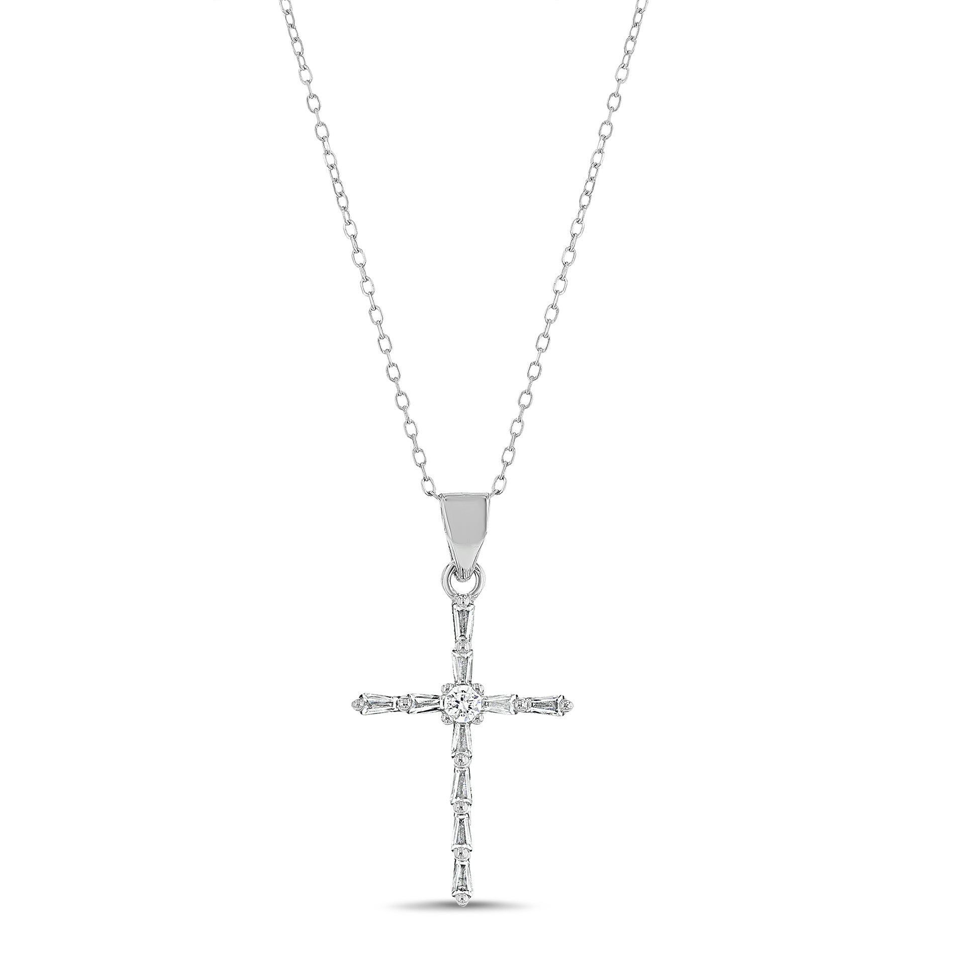 Sterling Silver CZ Cross Pendant