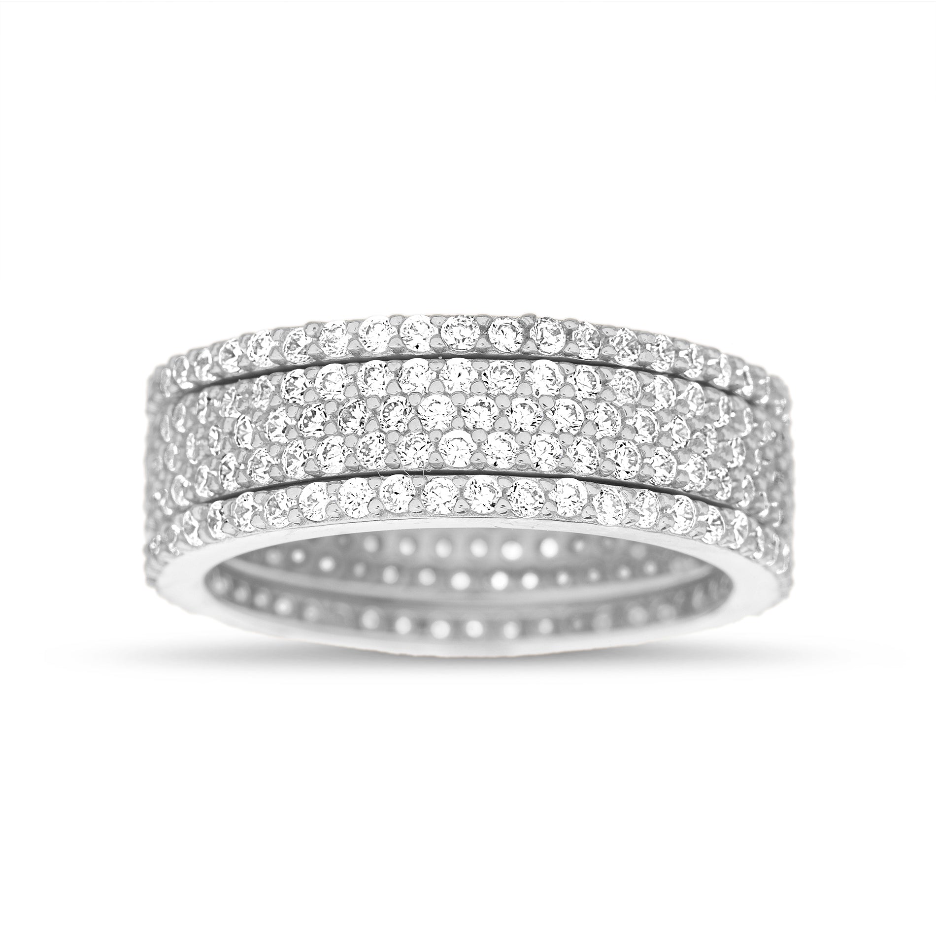Sterling Silver Rhodium Clear CZ Ring